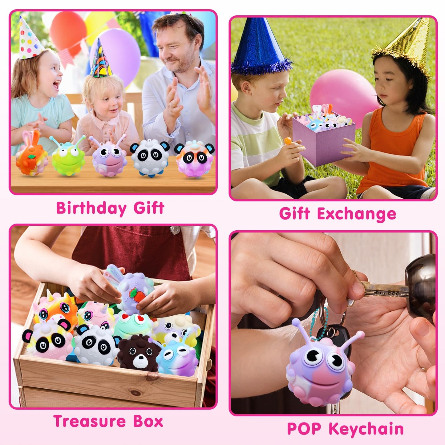 18 Pack Fidget Balls Party Favors, 2 inch 3D Animal Pop Balls Fidget Toys, Party Favors for Kids 4-12, Goodie Bags Stuffers, Pinata Stuffers, Birthday Gifts, Classroom Prizes, Treasure Box Toys