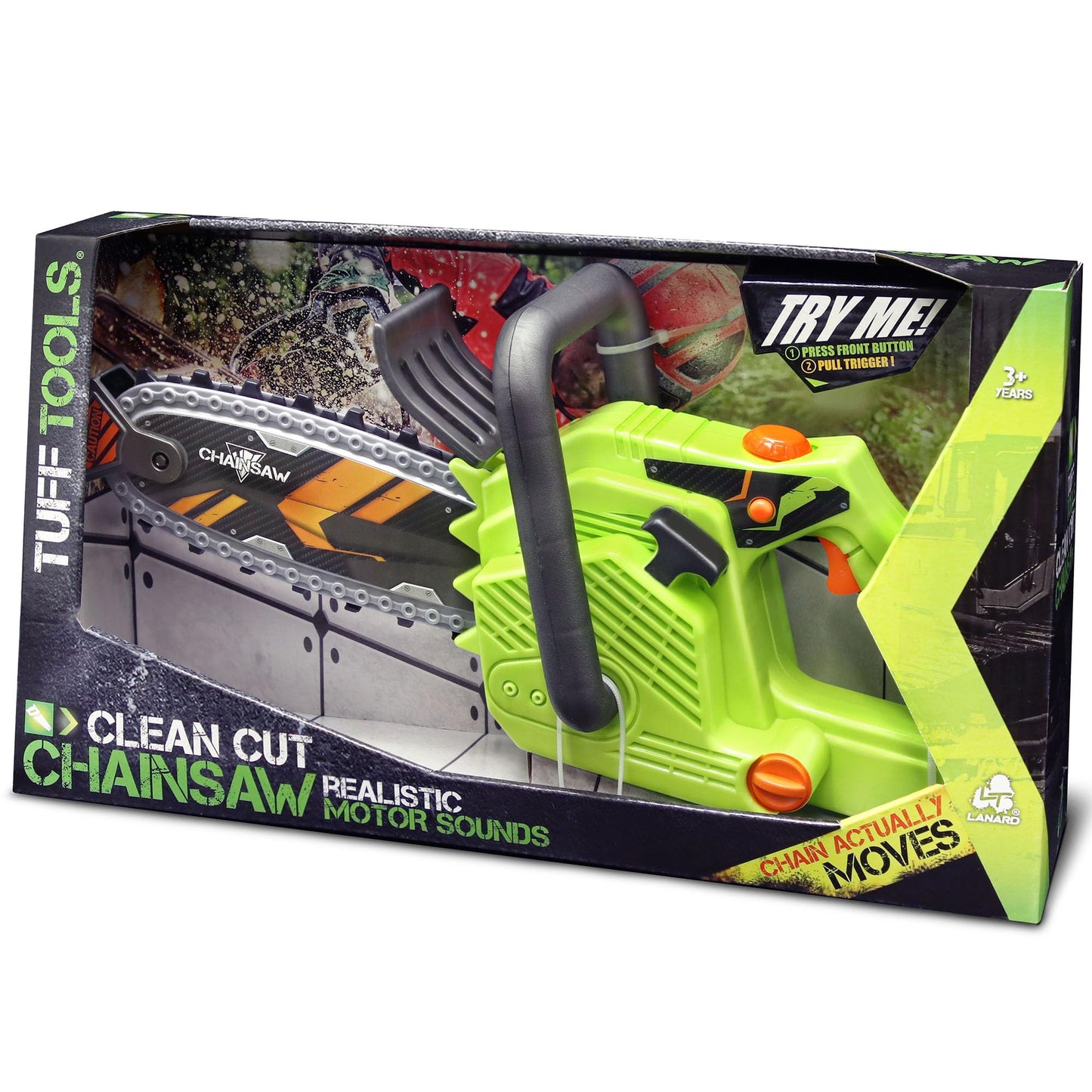 JAROFUREL Lanard Tuff Tools: Clean Cut Chainsaw - Kids Sounds & Action Toy, Realistic Action Yard Work Toy, Battery Powered, Ages 3+, 14.50 x 4.00 x 8.00"