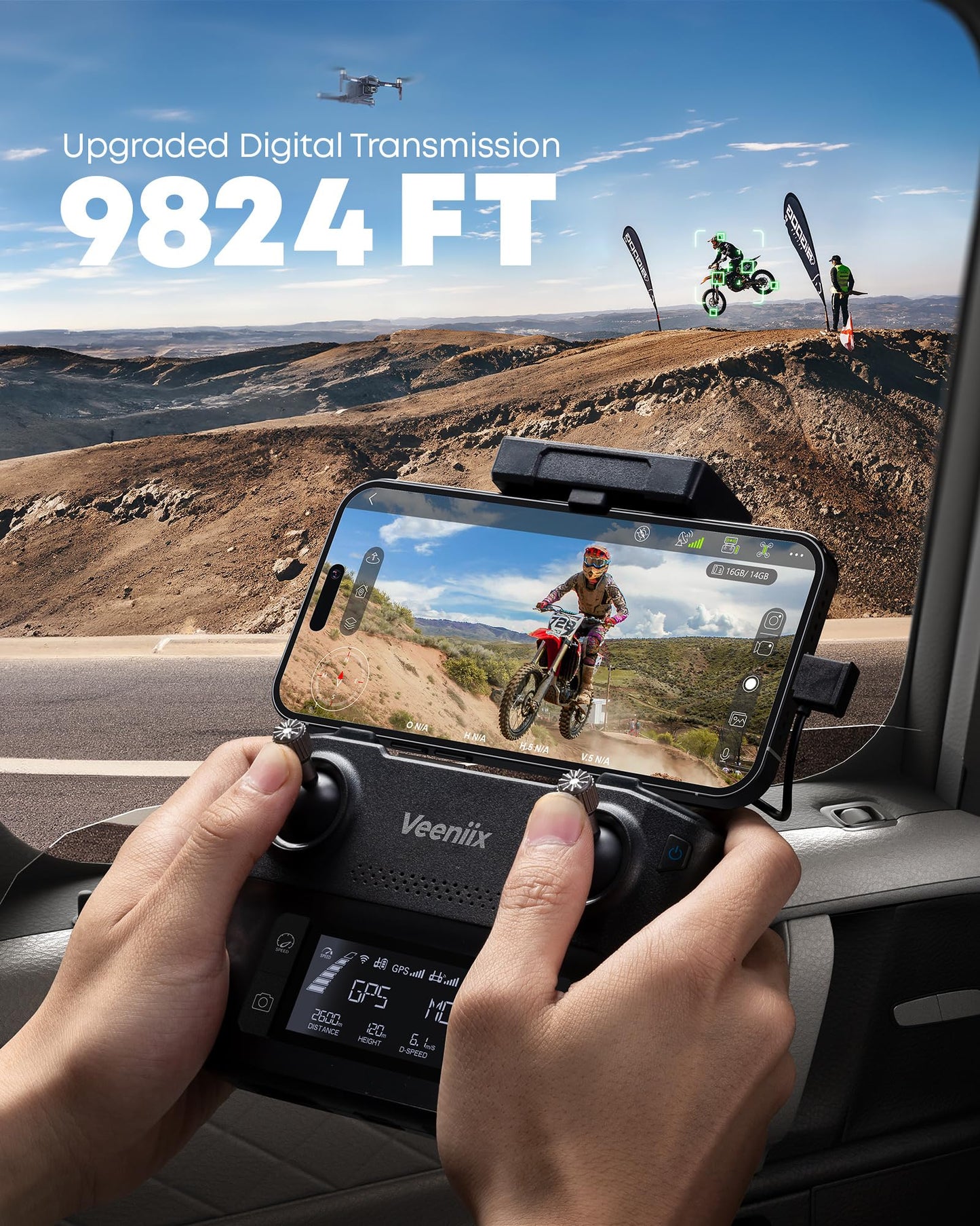Veeniix Drones with Camera for Adults 4K, 70Min Long Flight Time, Gimbal & EIS 4K/30FPS Professional Drone, 3KM Long Range, GPS Auto Return, Easy App-Controlled, Integrated FAA Remote ID