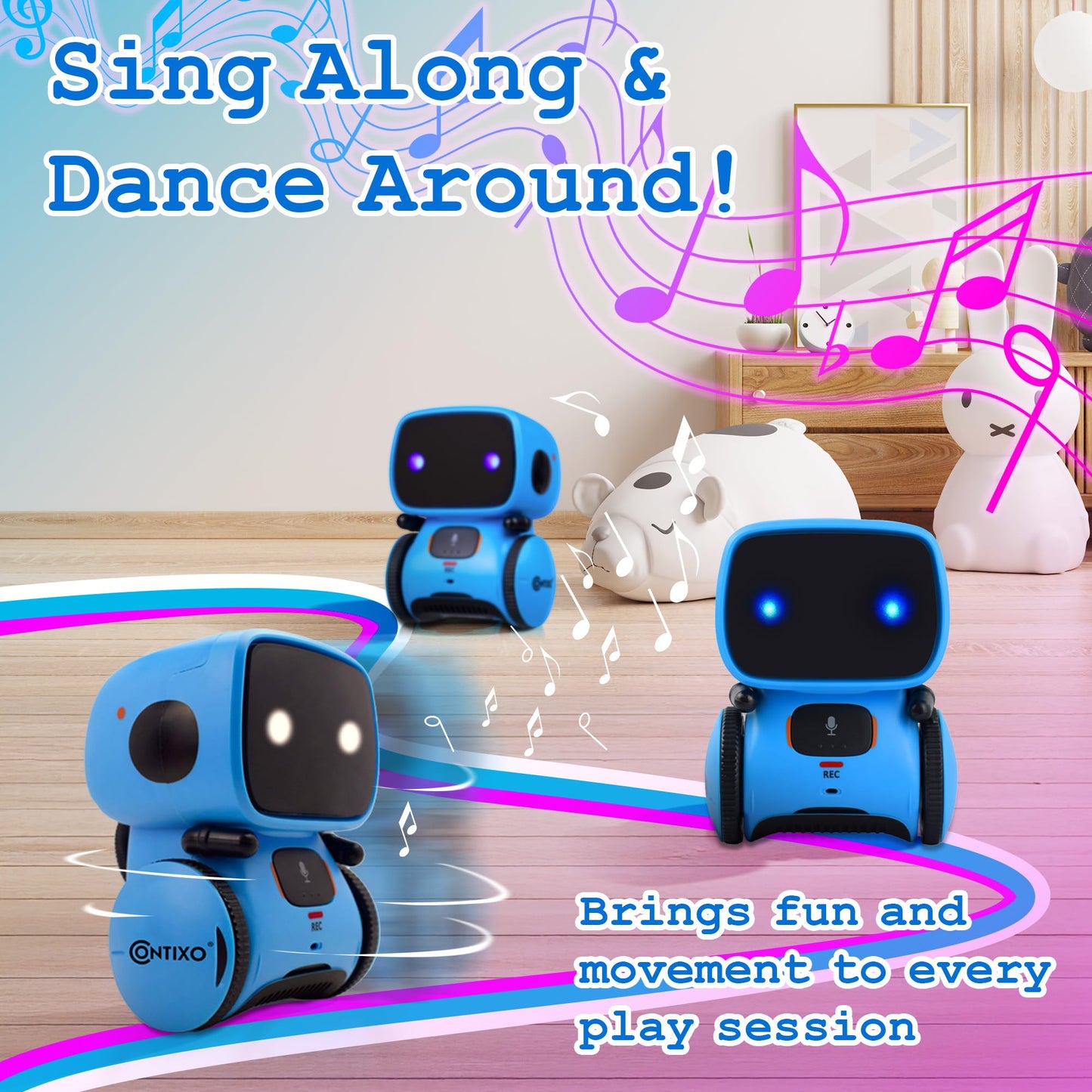 Contixo R1 Kids Robot Toy, Blue Interactive Smart Robots with Voice Control Talking Dancing Learning Touch Sensor Compact Educational Portable Toy for Boys Girls Toddlers 3-8 Years Old Birthday Gifts