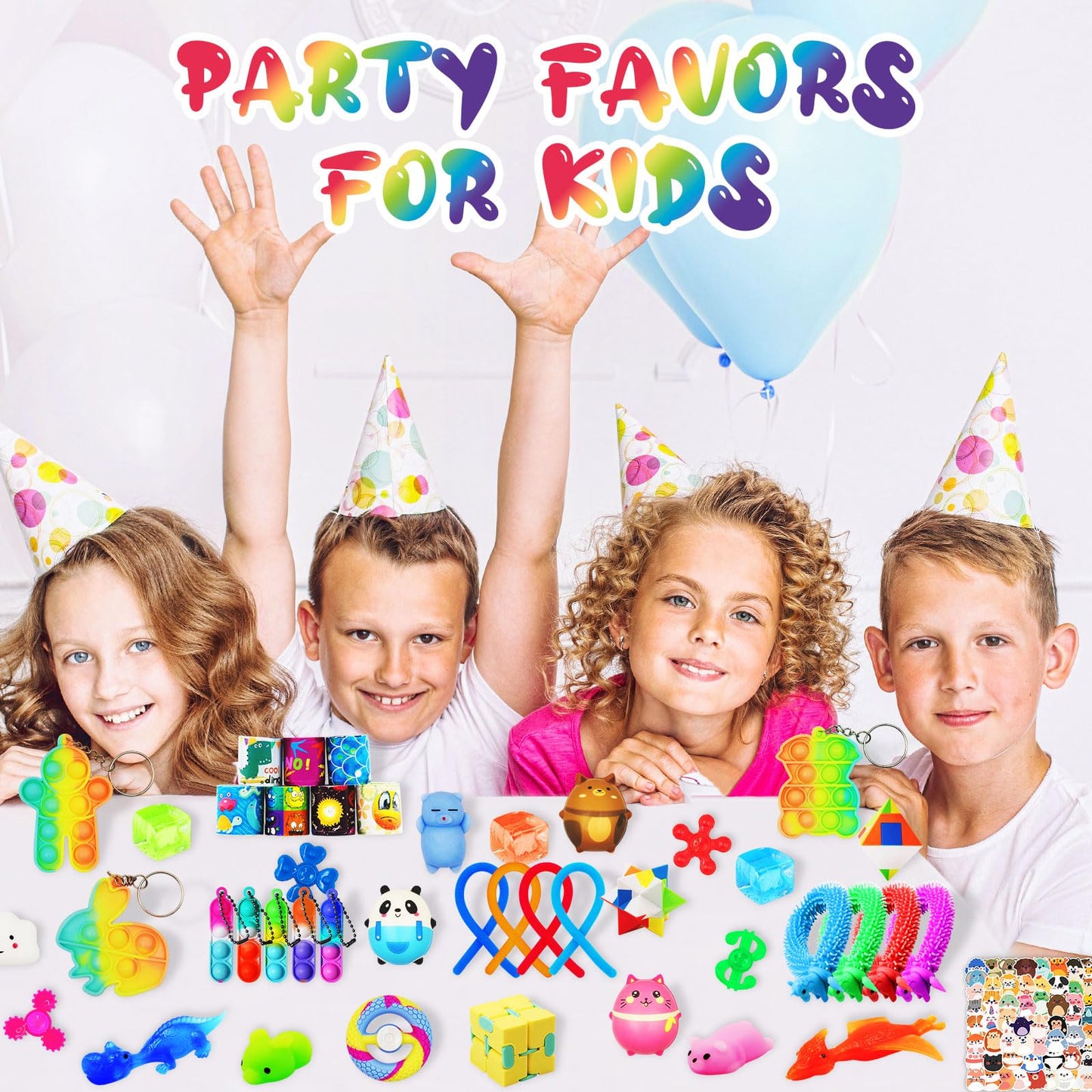 124 Pcs Party Favors for Kids, Fidget Toys Bulk, Birthday Gifts Toys, Stocking Stuffers, Prize Treasure Box Toys for Classroom, Goodie Bags Stuffers, Pinata Filler, Carnival Prizes for Boys Girls 4-10