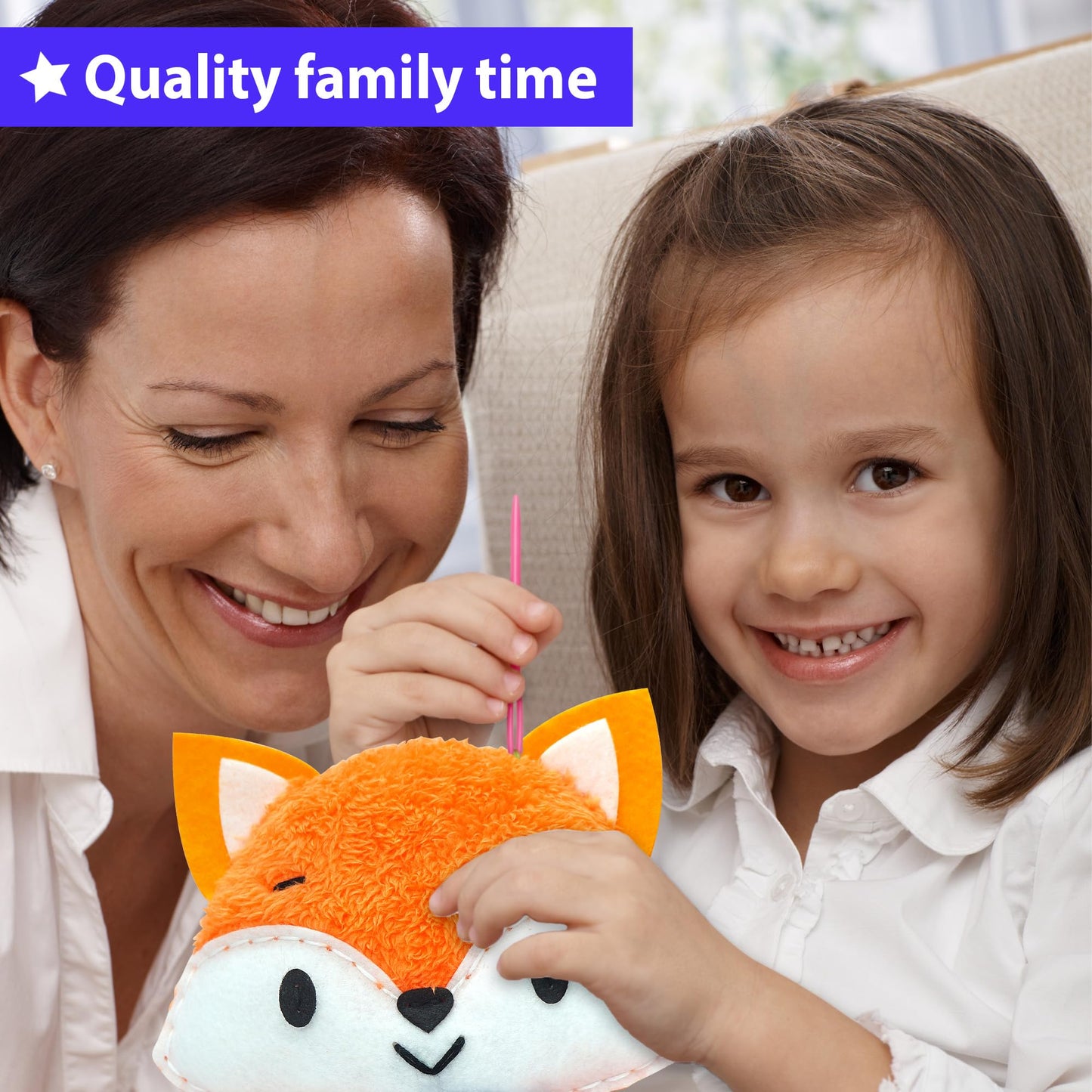 KRAFUN My First Sewing Kit for Kids Ages 6-10 Beginners | Learn to Sew Fox Stuffed Animal | Premium Thick Felt | Craft Gift for Girls & Boys