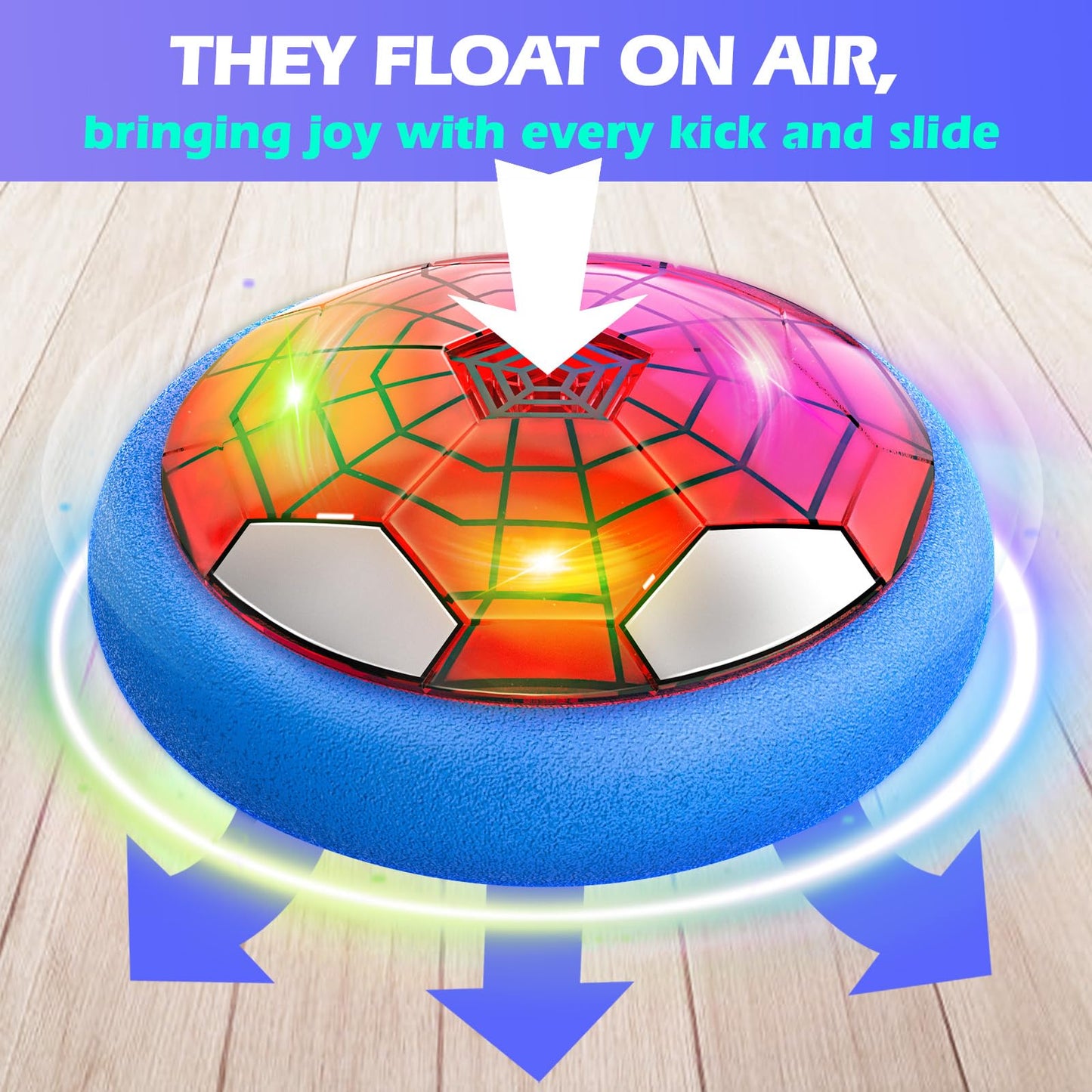 Ocditikl Hover Soccer Ball, Air Floating Soccer with LED Lights & Foam Bumper, Indoor Soccer Toys for Kids Ages 5-12, Ideal Easter Birthday for 4 5 6 7 8 9 10 11 12 Year Old Boys Girls
