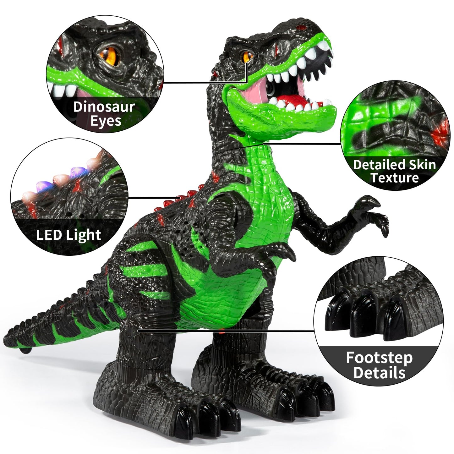Remote Control Dinosaur Toy for Boys Kids 3-5 5-7 Years, RC Walking T-Rex Dino Robot Toy with Water Mist Spray, Lights and Sounds, Rechargeable Battery, 3 4 5 6 7 8 Years Old Boy Girl Birthday Gift
