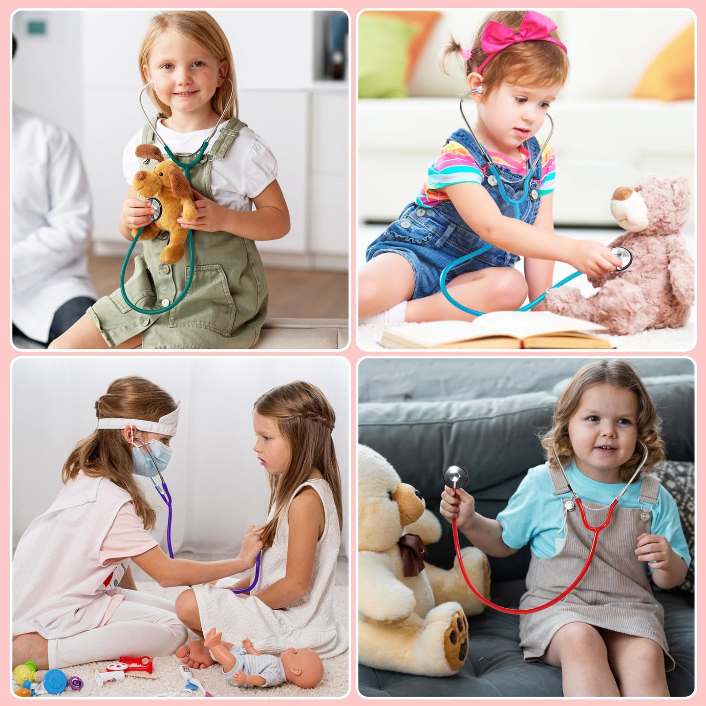 ERDOGLY Kids Stethoscope, 2 Pack Real Working Nursing Stethoscope for Kids Role Play, Toddler Doctor Play Set for Boys Girls, Toy Medical Kit Nurse Cosplay Costume Accessories, Blue