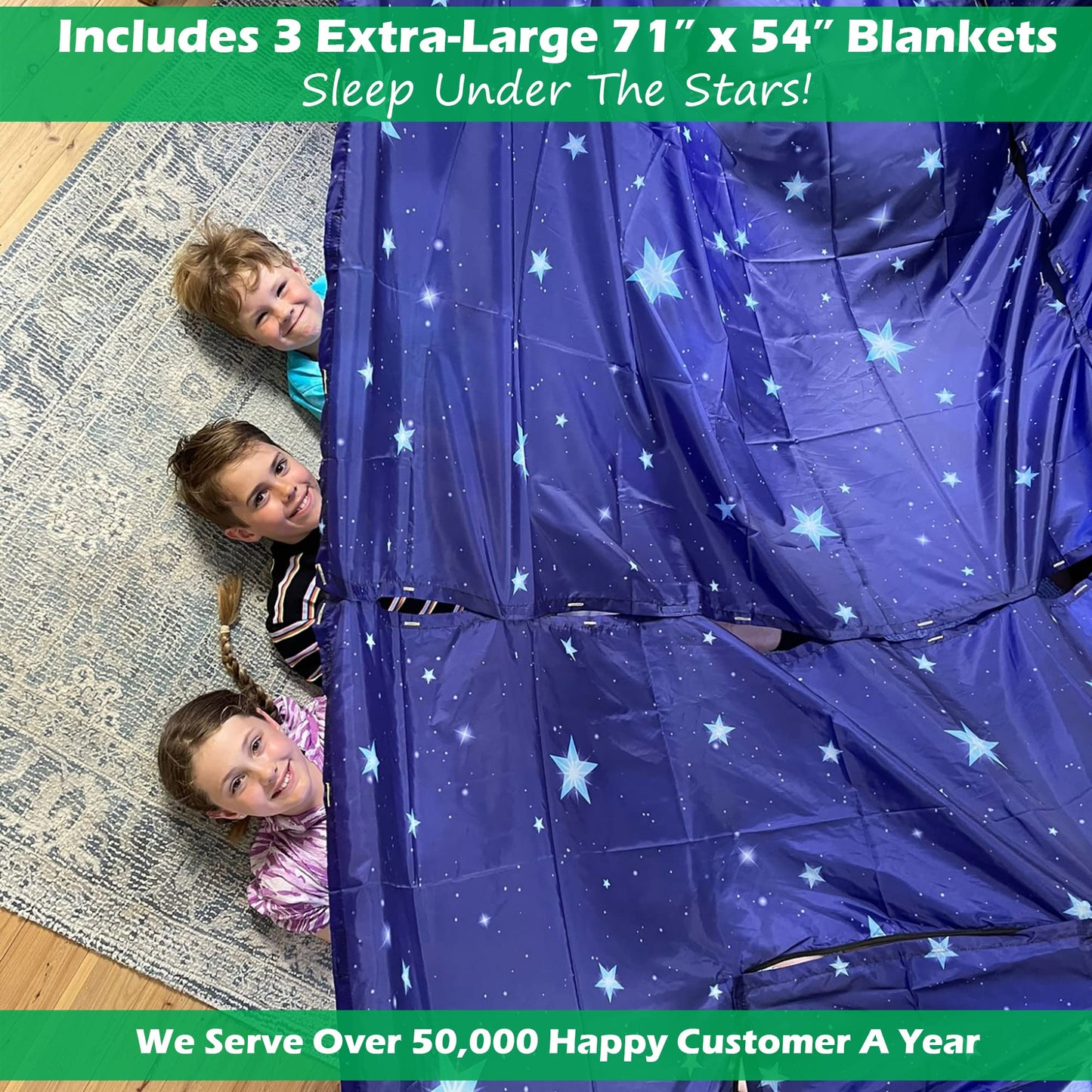 Molcey Blanket Fort Building Kit for Kids 4-8 8-12+ - Make a Portable Playhouse, Play Tent. Build a Fort Making Kit/Builder Blankets - Ultimate Indoor/Outdoor Play for Girls/Boys Toys Age 3-12