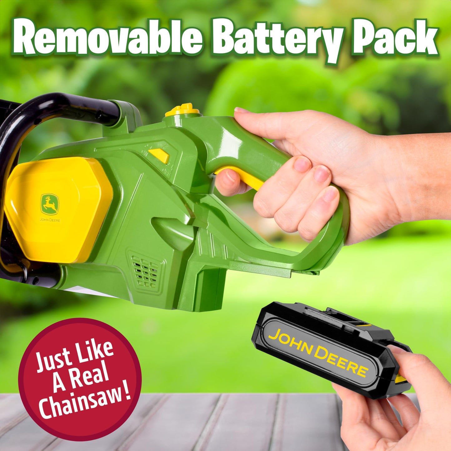 John Deere Power Tools Chainsaw Toy, Construction Tool with Lights and Sounds, Pretend Play Toy for Boys