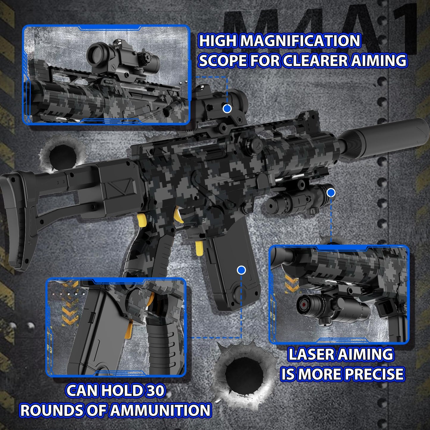 Automatic Toy Foam Blaster Sniper with Scope, Electric Toy Dart Blaster with 120 Foam Darts, Goggles, Air Pocket Technology Outdoor Shooting Game Kids Toys for Ages 8-12 Boys Girls