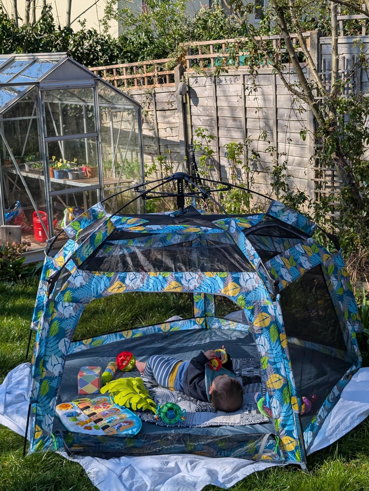 Funsland Baby Playpen Pop-up Tent - Outdoor & Indoor Play Tent for Beach with Canopy Travel Bag Portable Play Yard for Babies & Toddlers (Forest)