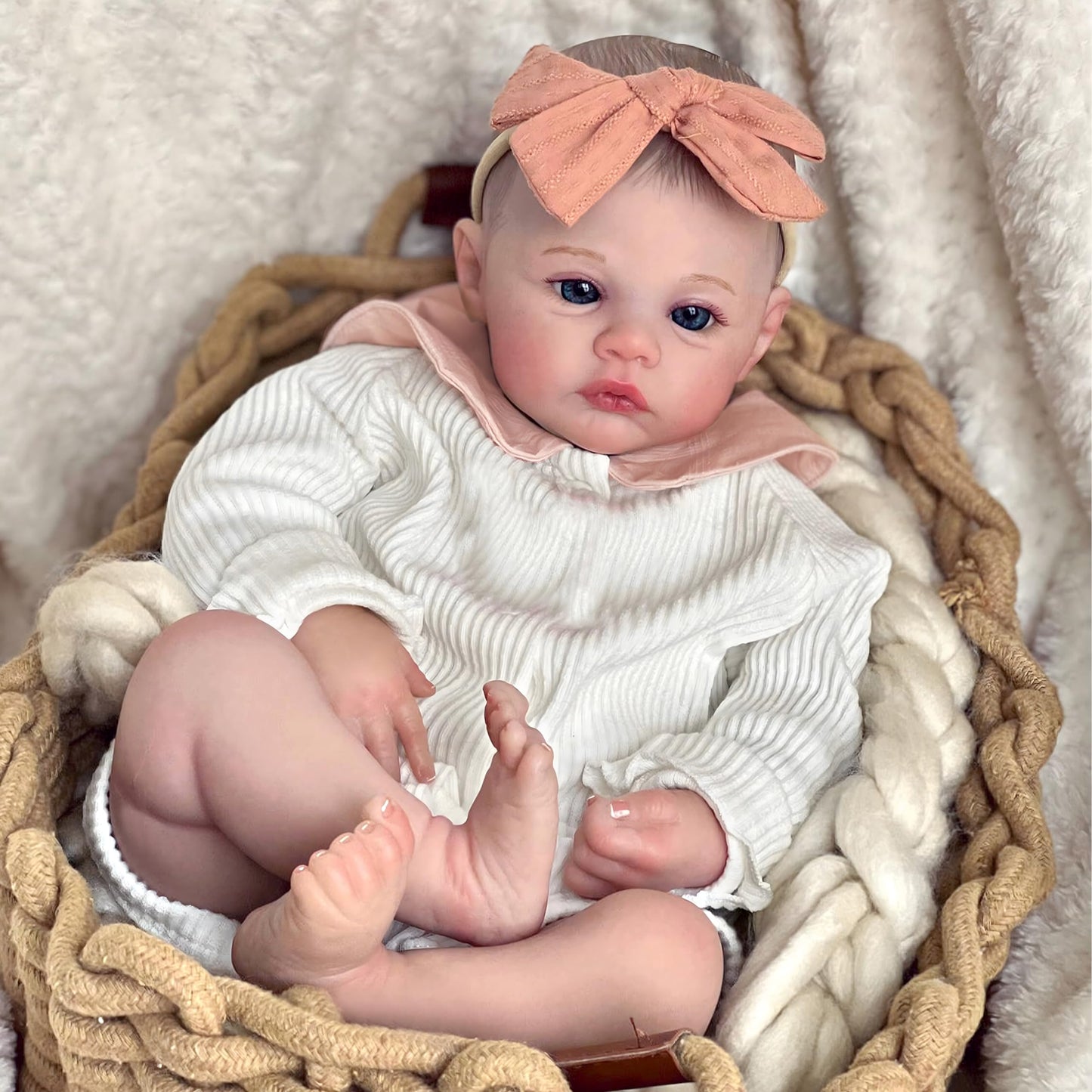 FOCKOF Realistic Reborn Baby Dolls - 18 Inch Real Life Baby Doll Girl Lifelike with Accessories for 3+ Years Old (White)