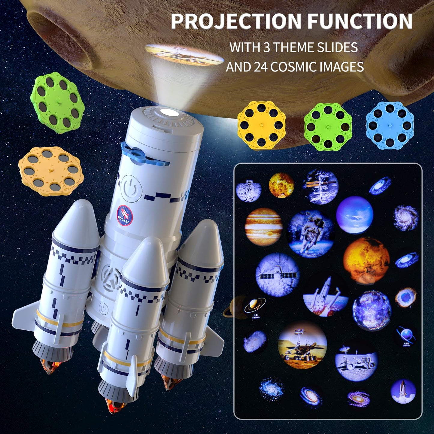 Rocket Launcher Space Shuttle Toys for Kids Boys Age 3 4 5 6 7 8 9 Years Old, 2-in-1 STEM Building Aerospace Toys with Rocket Launcher for Indoor Outdoor, Rocket Spaceship Birthday Gift for Boys Girls