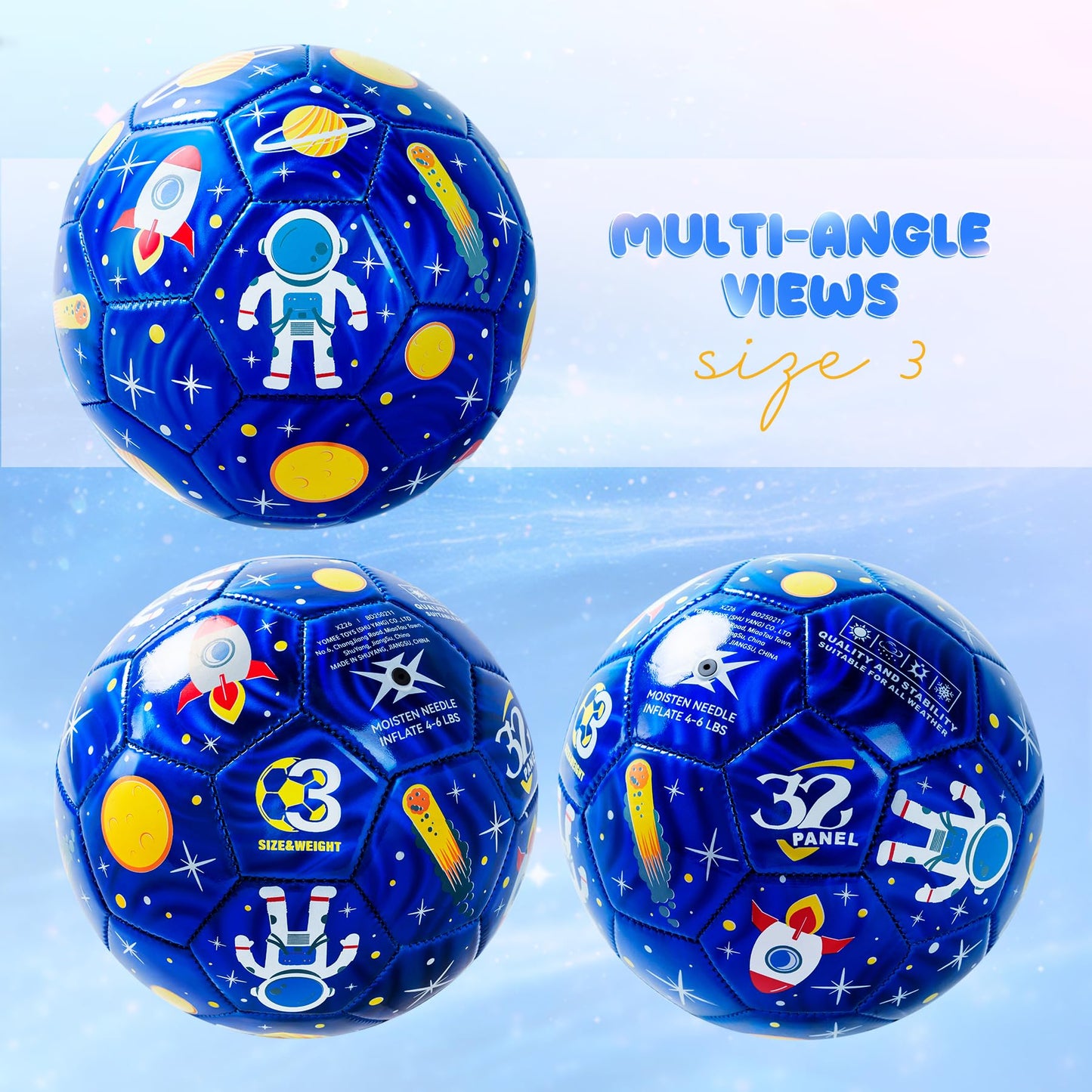EVERICH TOY Kids Soccer Ball Size 3 for Toddlers Kids 2-5 5-8 - Glitter Cartoon Design with Pump Deflated - Sports and Outdoors Toys Games - Easter Basket Stuffers Birthday Gifts for Boys Girls