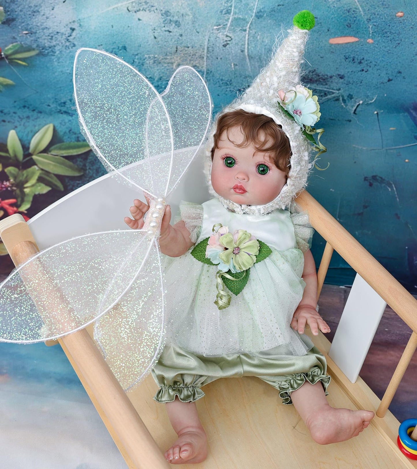 Cloveray Baby Doll, 18 Inch Reborn Baby Dolls – Realistic Lifelike Green Fairy Newborn Girl Doll, Real Life Baby Dolls with Accessories, Gift for 3+ Year Old Girls, Pretend Play & Collection