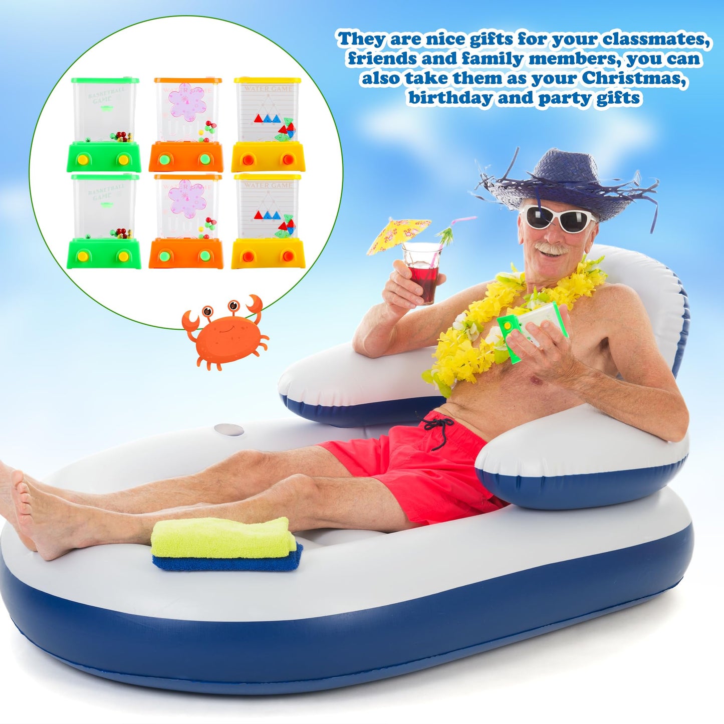 Rcanedny 18 Pack Handheld Water Games Water Toss Ring Game Handheld Water Ring Toy for Party Favors Goody Bag Fillers Retro Pastime