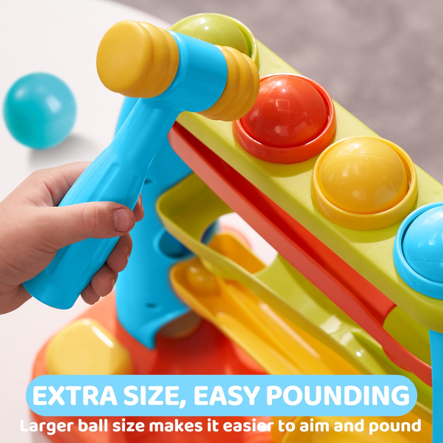 lalalark Ball Drop Toy for Toddlers, Track Stacking Learning Pound a Ball with Hammer, Early Developmental Montessori Toy, Birthday Gift for Boys & Girls Age 18M+ 2 3 Year Old Baby Kids