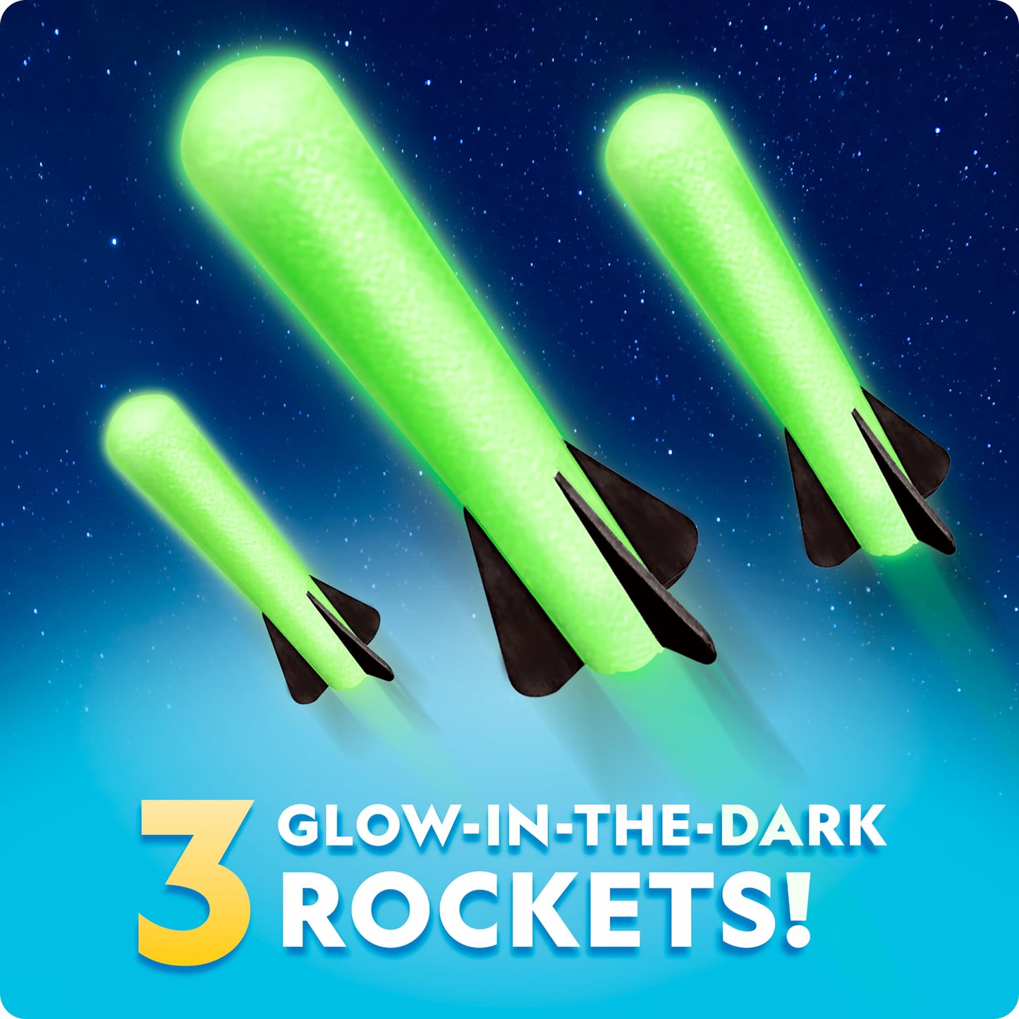 National Geographic Air Rocket Launcher Science Kit – Jump & Launch Glow-in-the-Dark Foam Rockets up to 100 Feet, Outdoor Toys for Kids 8–12, Backyard STEM Activity with Adjustable Launch Base
