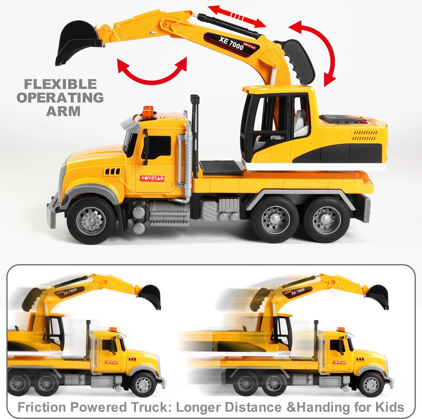 Dwi Dowellin Large Excavator Truck Toy for 3 4 5 6 Year Old Boys,Truck Toy with Sound and Light
