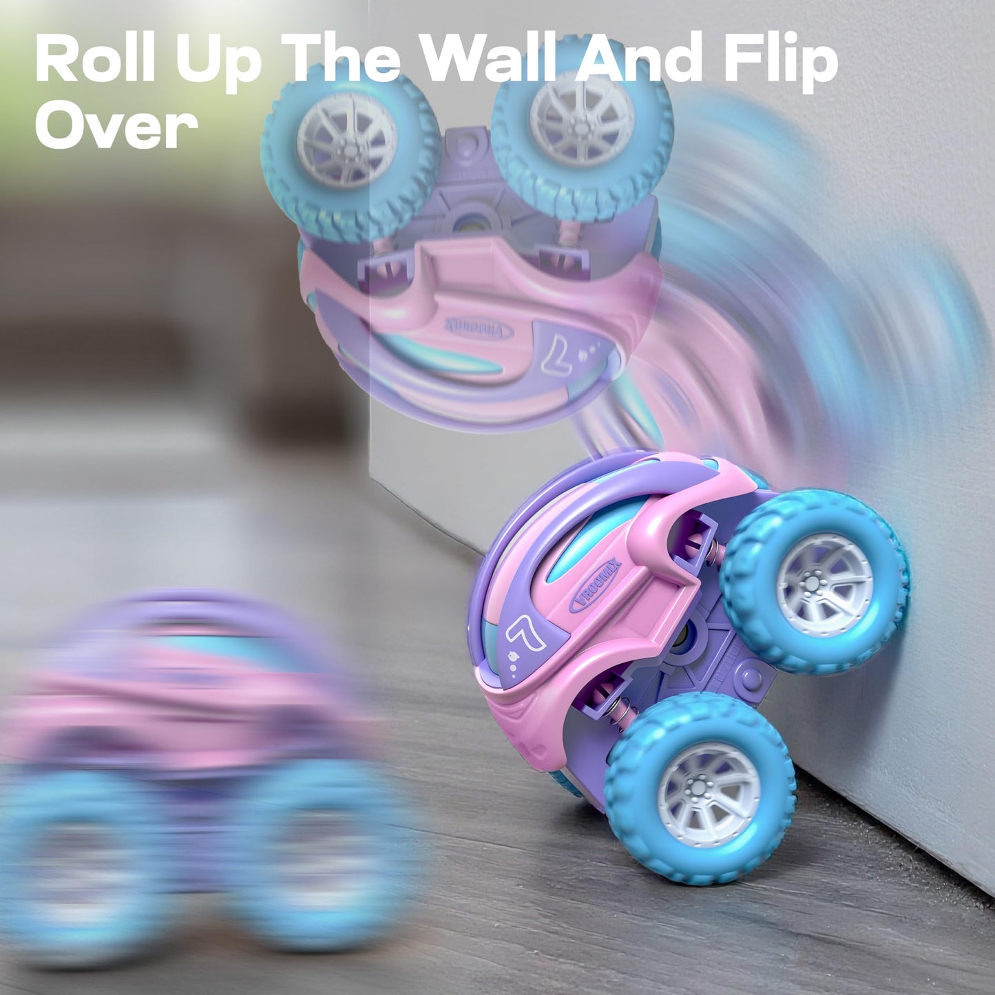 Vroomix Jova 3 Pack Monster Truck Toys, Friction Powered Pull Back Car Toys with Crash, Flip & Bouncing for Toddlers Girls Age 18 Month and Up, Toddler Girl Toys Birthday Gifts