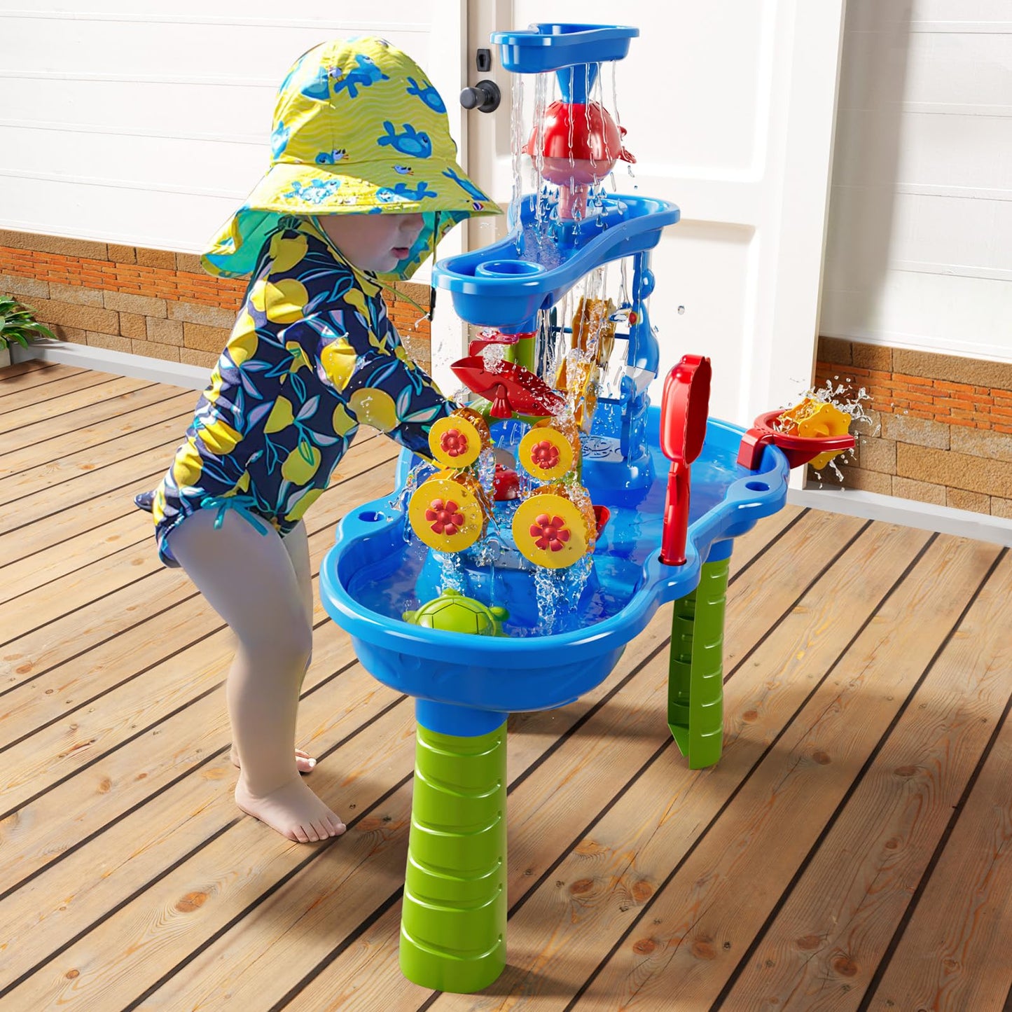 JUKUDAHU 3-Tier Water Table for Kids Ages 4-8 3-5, Sand and Water Table for Toddler with Beach Toys, Outdoor Toys Activity Sensory Play Table, Birthday Gifts for Toddlers 2 3 4 5 6 7 8 Boys Girls
