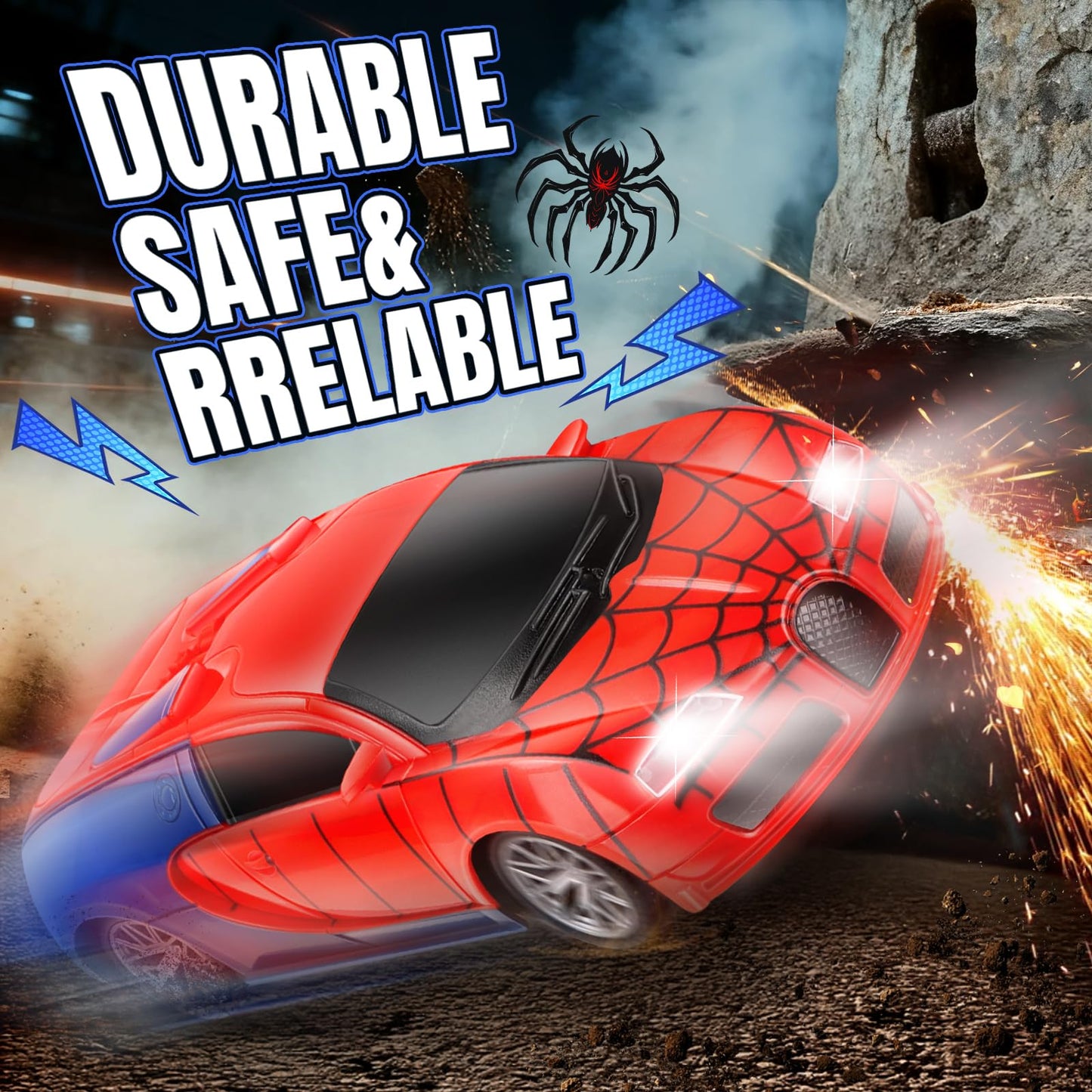 Gretex Remote Control Car Toy for Kids: Spider RC Cars for Boys Age 4-7 Toy Cars for Boys Age 4-7 Racing Car Toys Spider Toys for Boy 4-6 Birthday Gift for 3 4 5 6 7 8 Year Old Boy Girls, Red