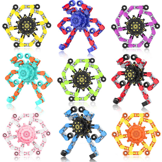 Easter Basket Stuffers Transformable Fidget Spinners,9PCS Funny Sensory Fidget Toys Deformable Chain DIY Robot Spinner,Fingertip Stress Relief Gyro Toy Kids Easter Basket Stuffers Party Favors