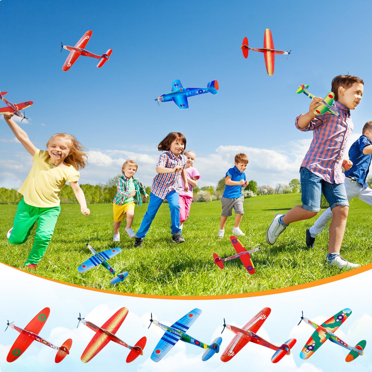 CACASO 36 Pack Foam Airplane Toys for Kids, Glider Planes for Boys & Girls, Birthday Party Favors, Outdoor Flying Toy, Mini Airplanes Classroom Prize Exchange Gift, Carnival Prize