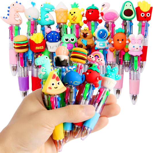 LiYiQ 25 Pcs Multicolor Pen in One Fun 4-in-1 Cute Pens Bulk Kawaii Cool Ballpoint Pens Fun Gifts (25)