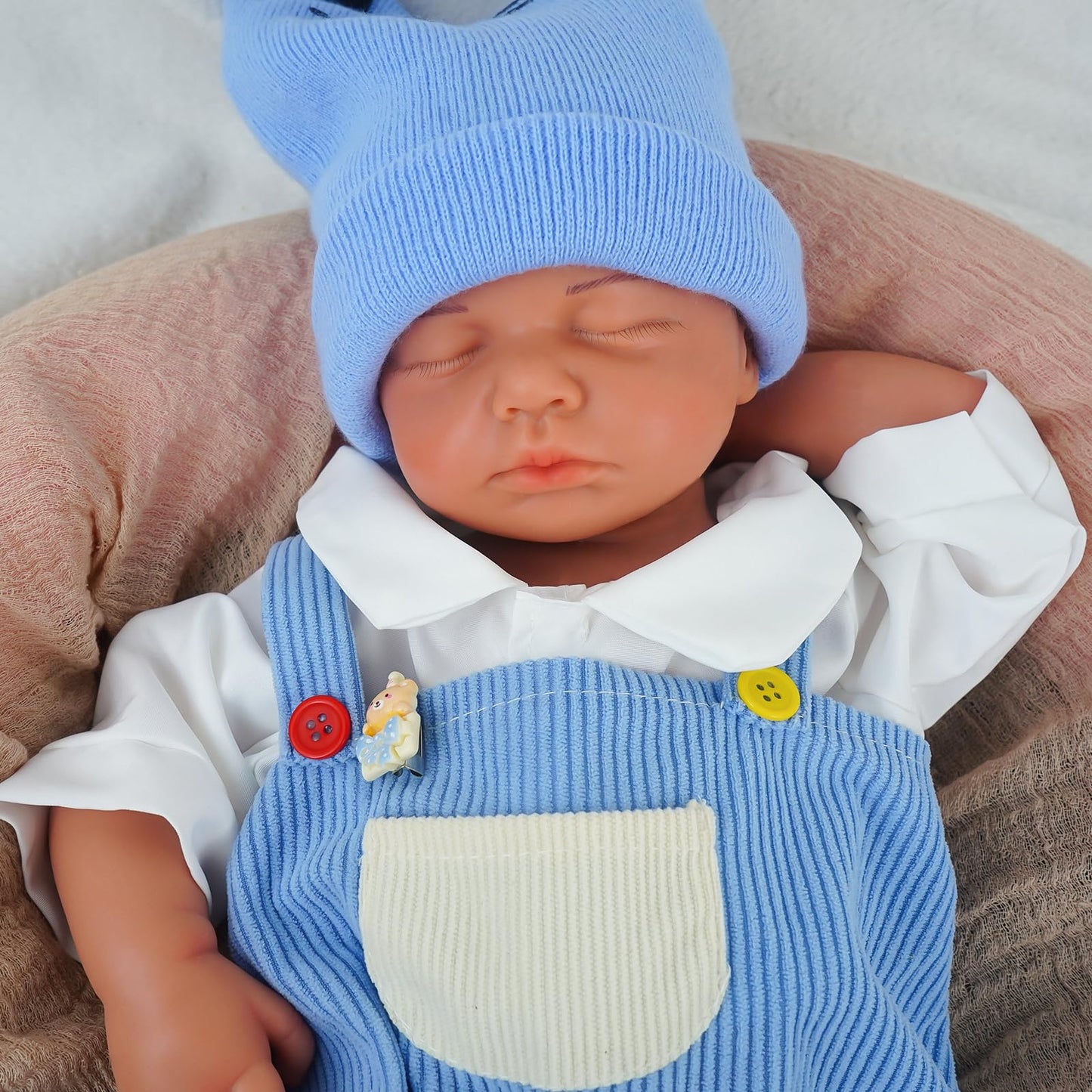 MEIVCOS 18.9 in Full Silicone Reborn Baby Dolls, 1:1 Lifelike Newborn Dolls Non Vinyl Realistic Reborn Toddler Dolls Boy Washable Sleeping Doll