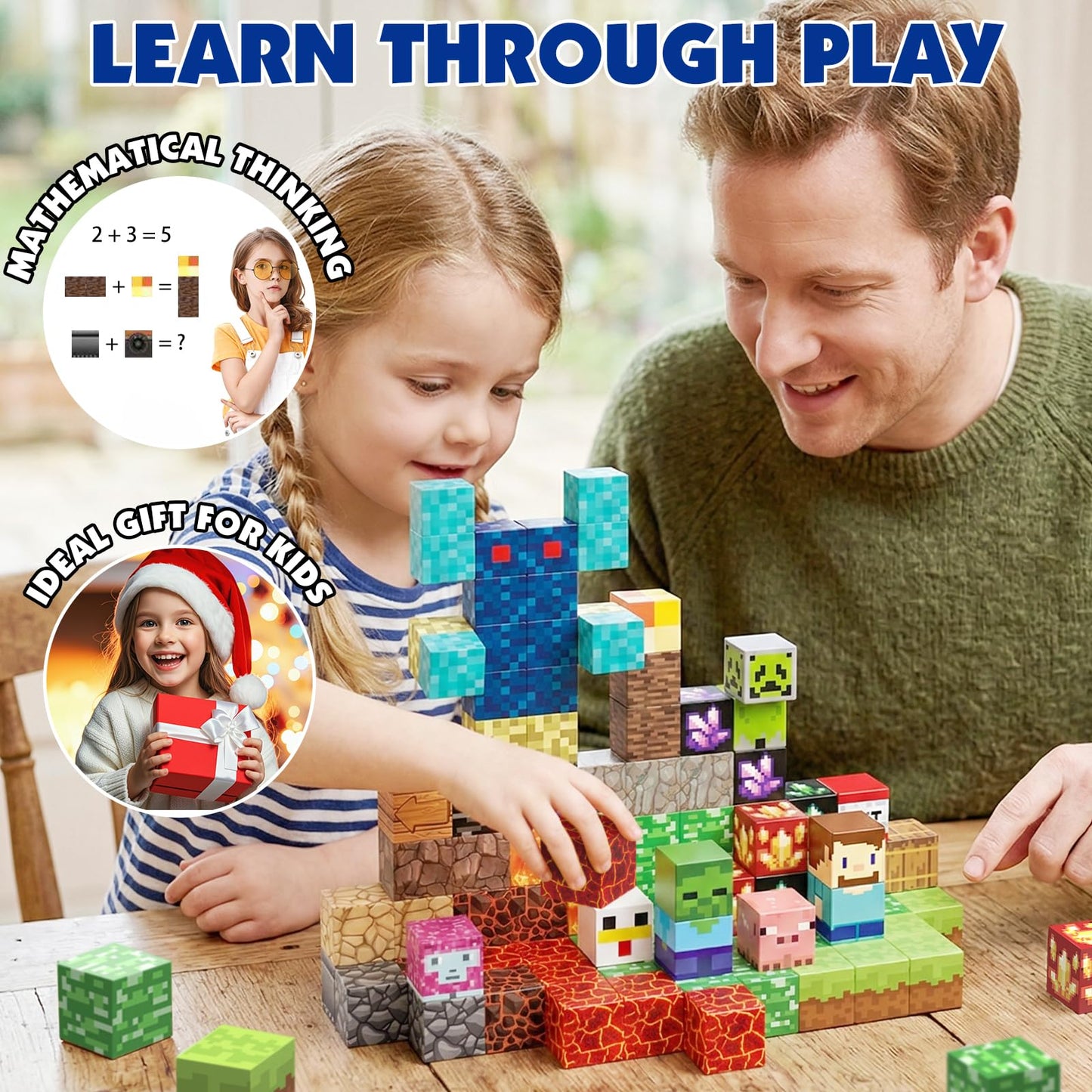 AIDYVOI Magnetic Blocks -100PCS Magnetic Building Blocks Toys for Kids, 0.8 inch Stacking Magnet Cubes STEM Sensory Construction Block Game for Boys Girls Age 3+ Birthday Party Supplies