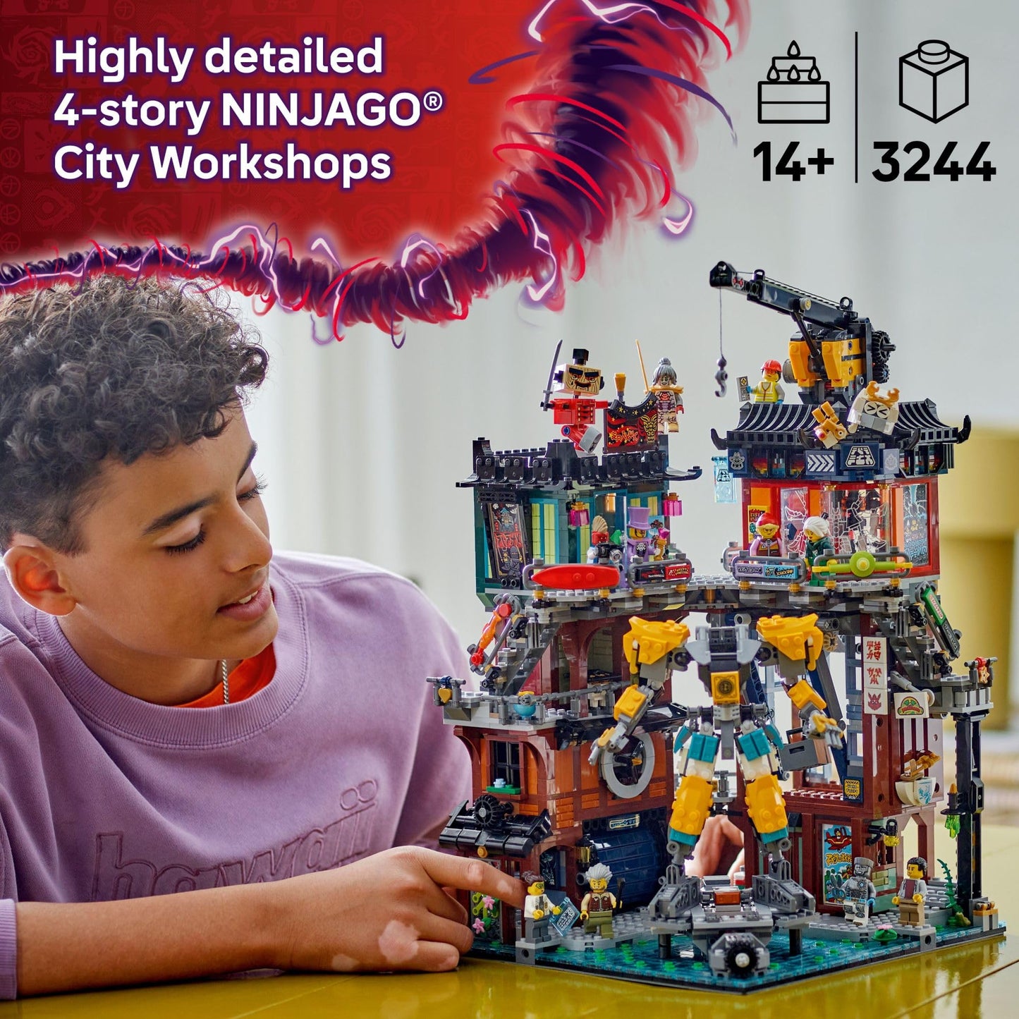 LEGO NINJAGO City Workshops Building Toy - Ninja Set for Boys & Girls, Ages 14+ - Gift for Teens - Includes 10 Minifigures and a Mech - for Play and Display - 71837