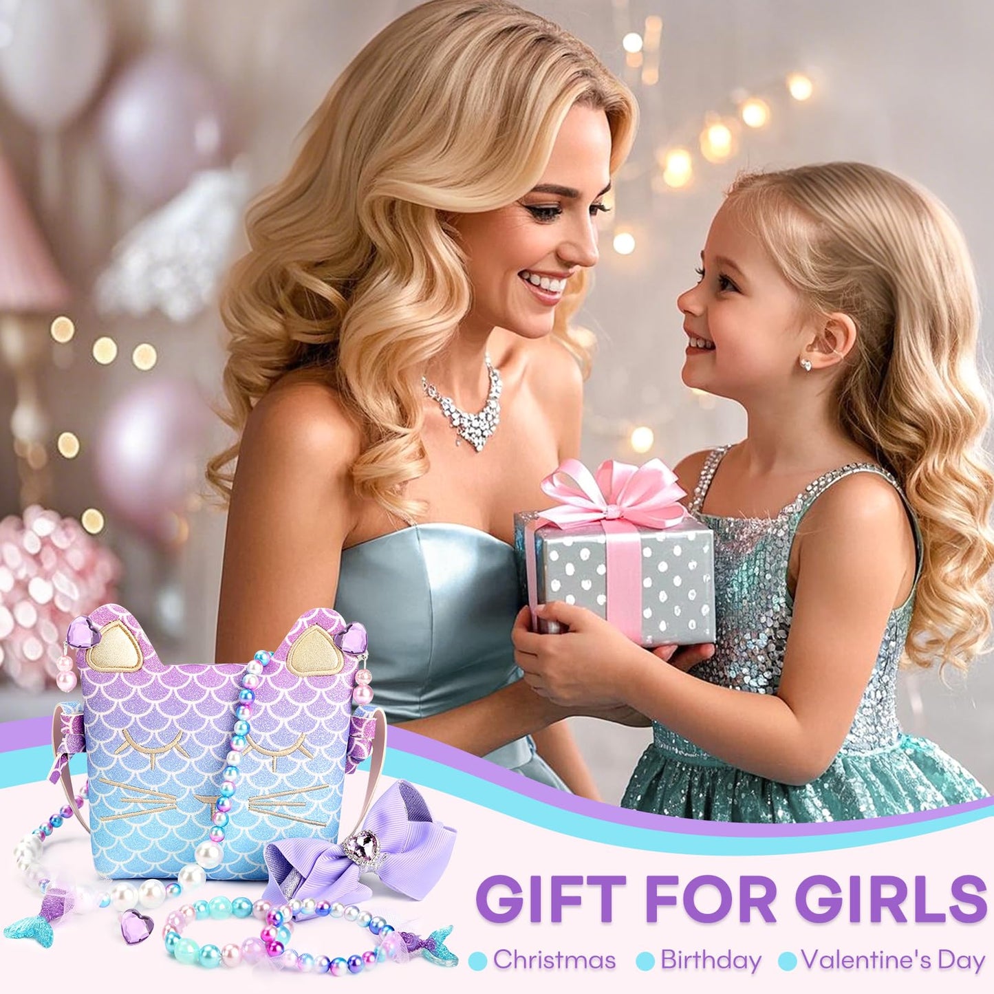 mibasies Easter Basket Gifts for Kids Girls, Toodler Girl Toys Birthday Gifts for 2 3 4 5 6 7 8 Years Old Girls , Priness Toys Dress Up Jewelry Pretend Play, Little Girl Vanity Set