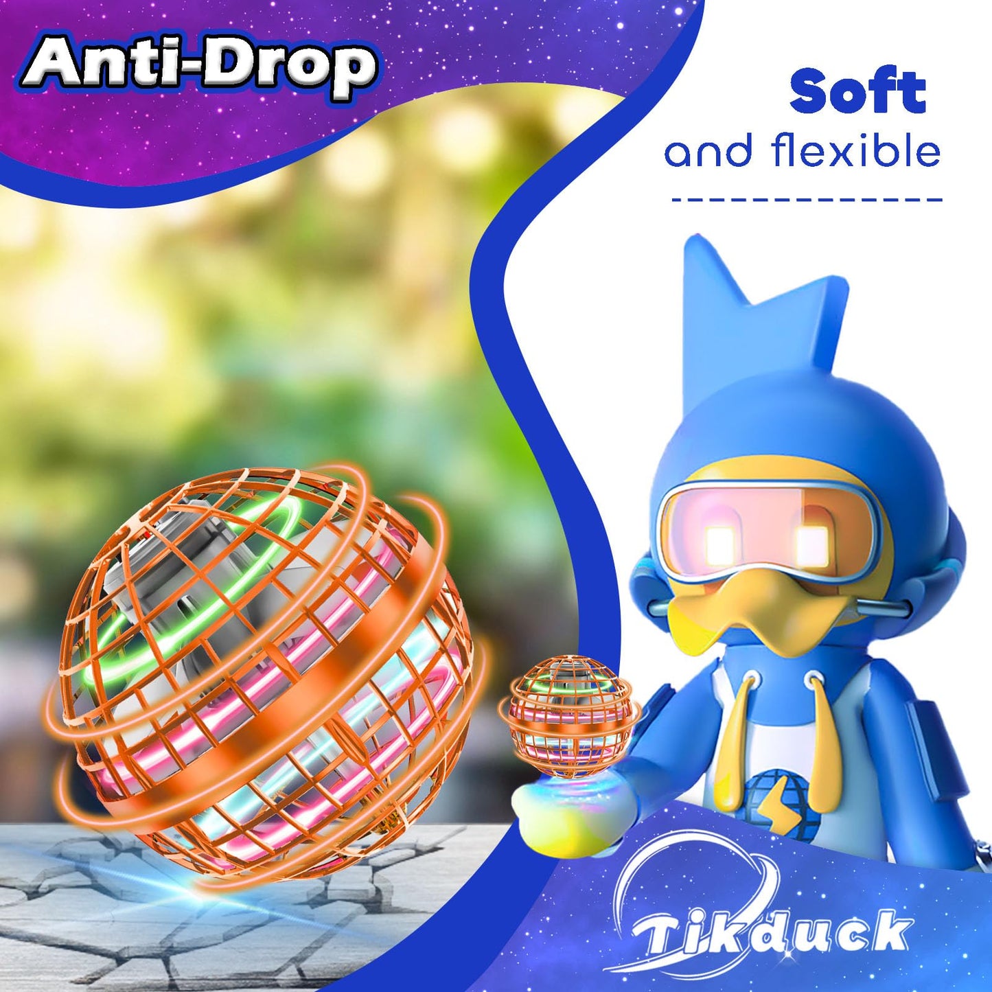 Tikduck Flying Orb Ball 2026 Toys Soaring Hover Boomerang Spinner Hand Controlled Mini Drone Cosmic Globe Spinning Kids Outdoor Fly Toy Birthday Gift Cool Stuff for Boys Girls 6 7 8 9 10+ Year Old