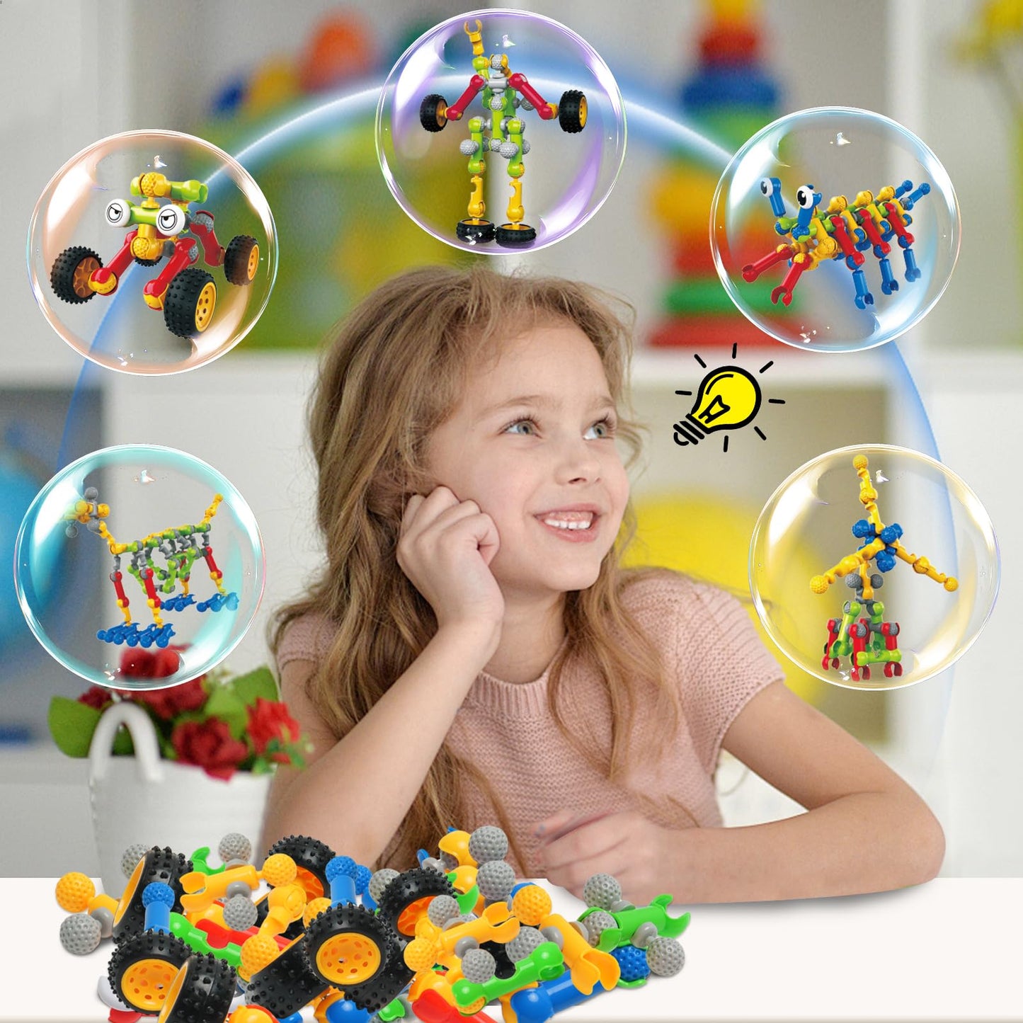 Afomida 215 PCS Creative Building Blocks Playset Toy - Featuring Storage, Includes Dinosaur, Robot, Car, Spider, Dog Figure, Learning Toy for Kids, Birthdays Gift for Kids, Boys and Girls Ages 4-7, 8+