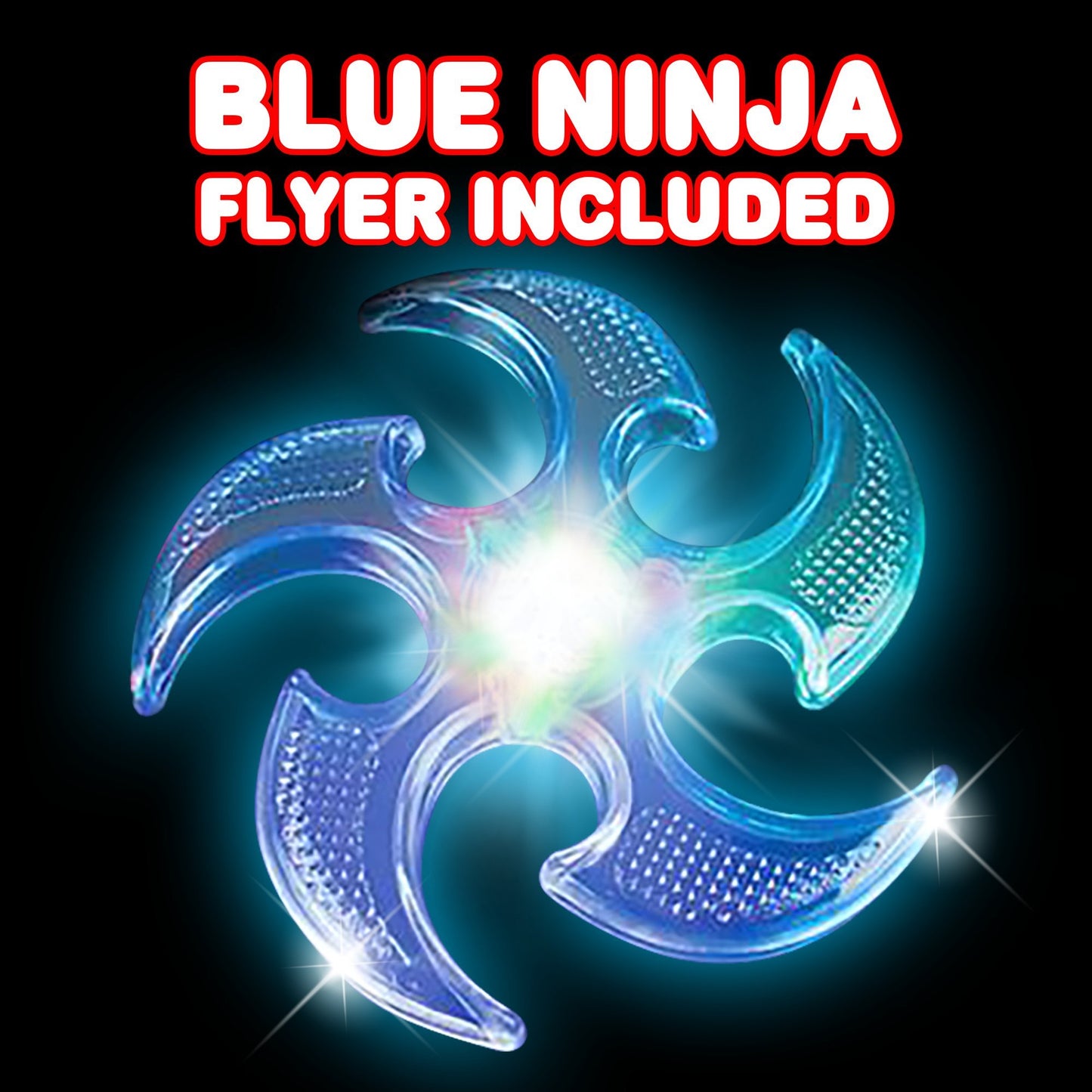 ArtCreativity Light Up Flying Ninja Stars Set, 2 Rubber Throwing Stars with Batteries, Interactive Ninja Kids Toys for Tossing, Games, 2 Colors, Gift for Kids Red and Blue Stars (Pack of 2)