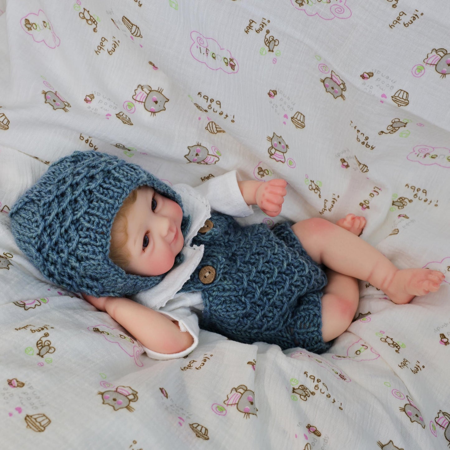 Cloveray 16 Inch Full Silicone Baby Doll with Rooted Hair, Soft Realistic Open Eyes Newborn Doll with 2 Outfits, Blanket, Pacifier, Diaper & Bottle, Comfort Doll Gift for Kids