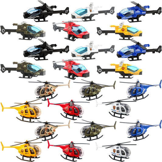 24 Pack Diecast Helicopter Toys Set Mini Alloy Helicopters Military Fighter Copters Pull Back Aircrafts for Party Favors Classroom Prizes Birthday Goodie Bag Fillers, 12 Colors
