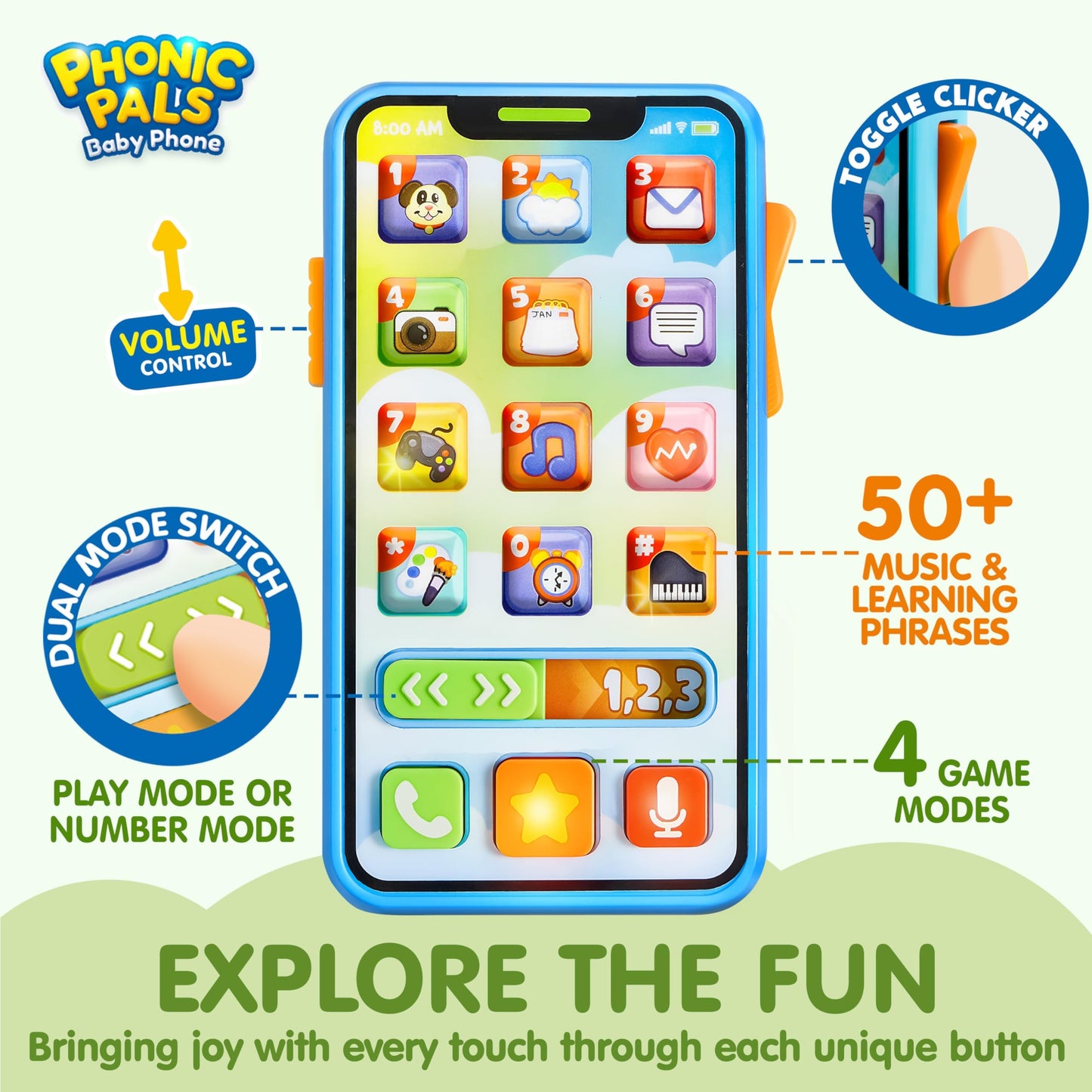 JOYIN Baby Musical Toy Phone and Car Keys Teether Set, 60+ Music and Learning Phrases, Baby Learning Toys 10 Months, Toddler Birthday Gifts for Girs Boy