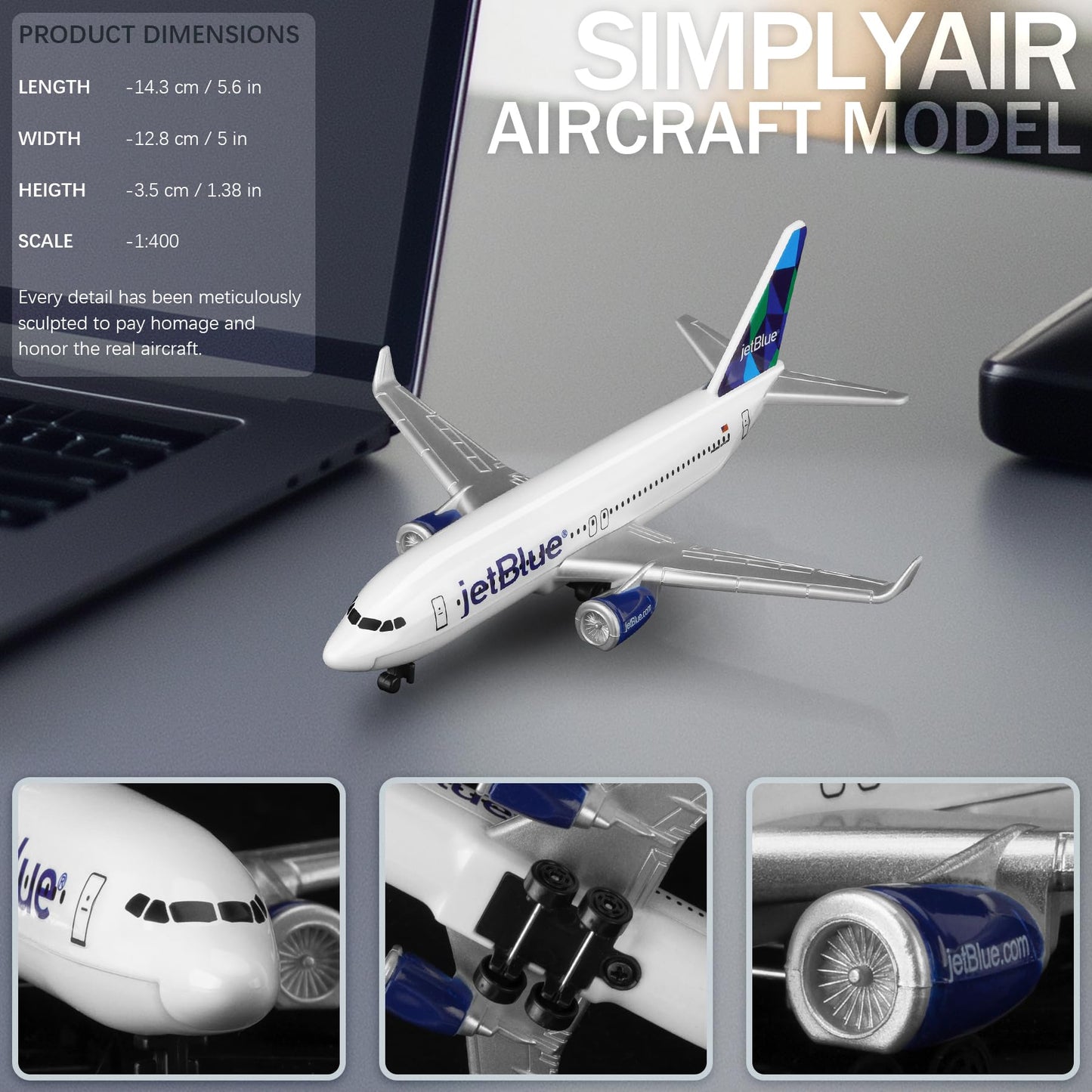 SimplyAir 1/400 jetBlue Airplane Model Kits Plastic Airplane Model for Collection and Display