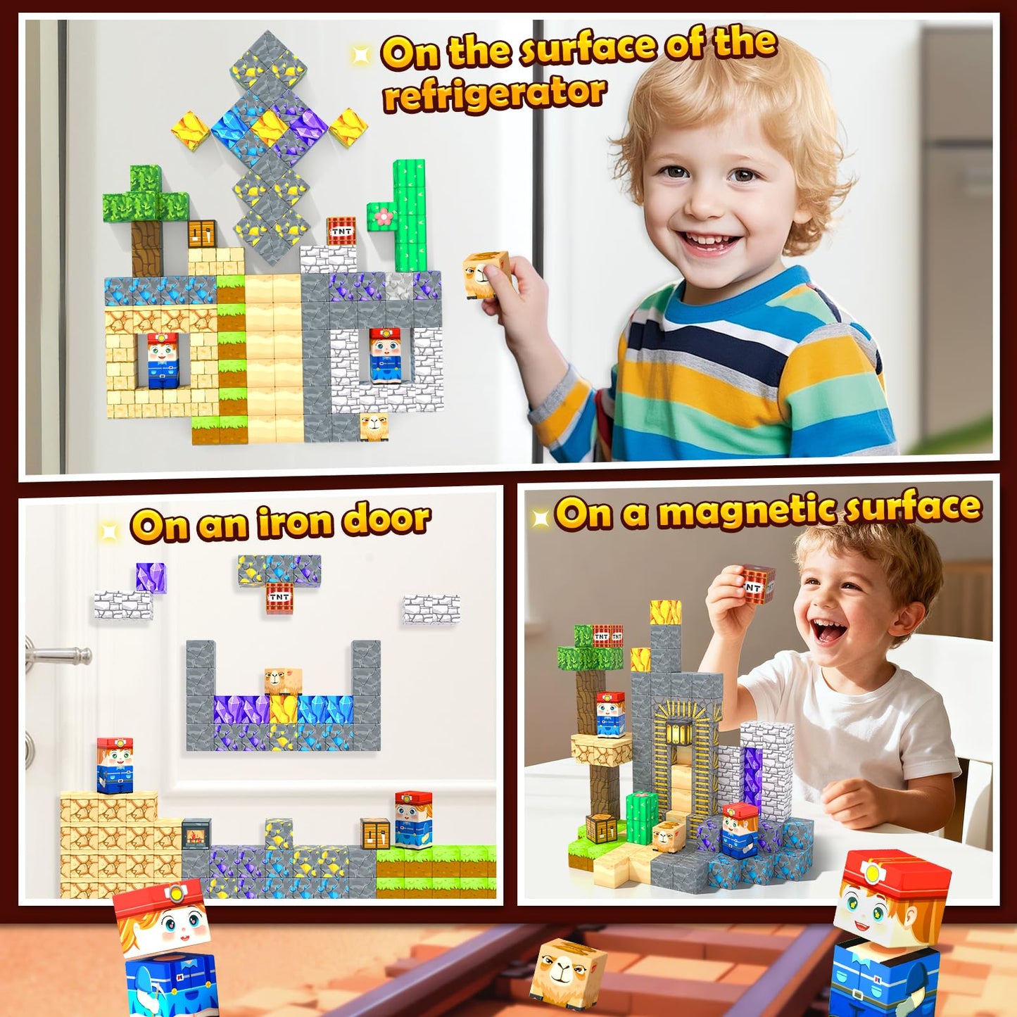 150 PCS Magnetic Blocks: Magnet Building Toys for Kids Ages 4-8, STEM Sensory Building Cubes for Toddlers, Build Mine Magnet World Set for 3-12 Boy Girl Years Old Birthday