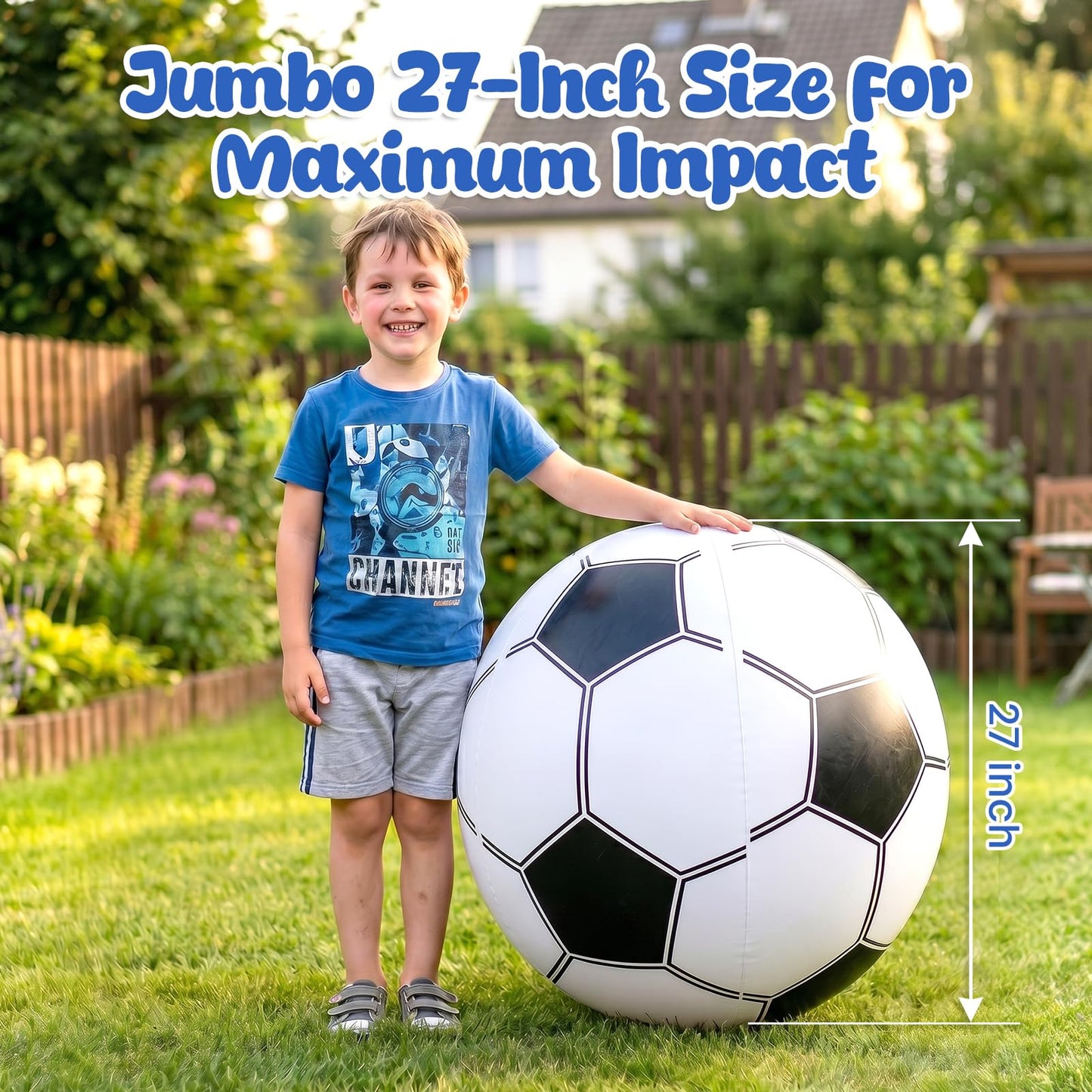 AMOR PRESENT Inflatable Soccer Balls, 27-inch Beach Ball for Beach Toys & Soccer Goodie Bags Stuffers, Birthday Party Decorations, Party Favors for Kids