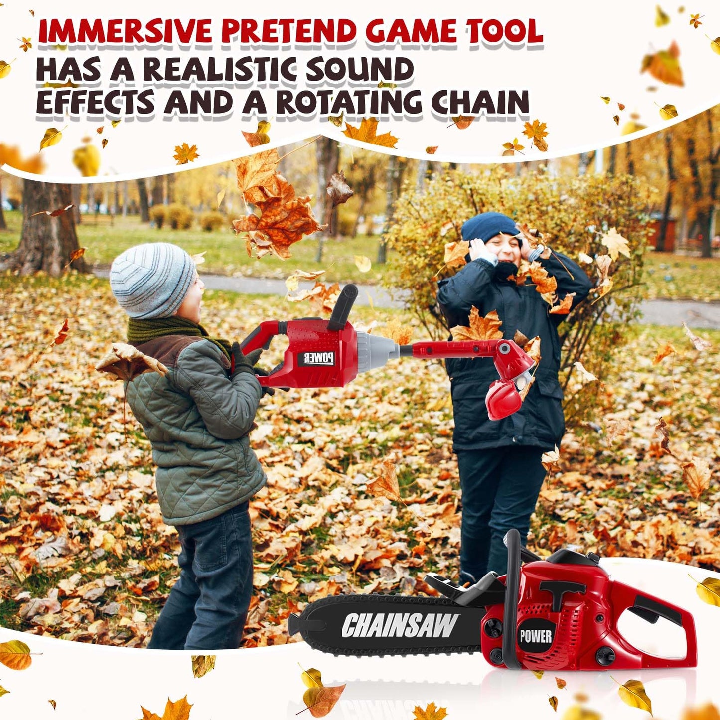 Arrowbash Toy Chainsaw & Kids Weed Trimmer Set for Kids, Battery Powered with Sounds, 2 Pcs Gardening Toy Gift for Boys & Girls