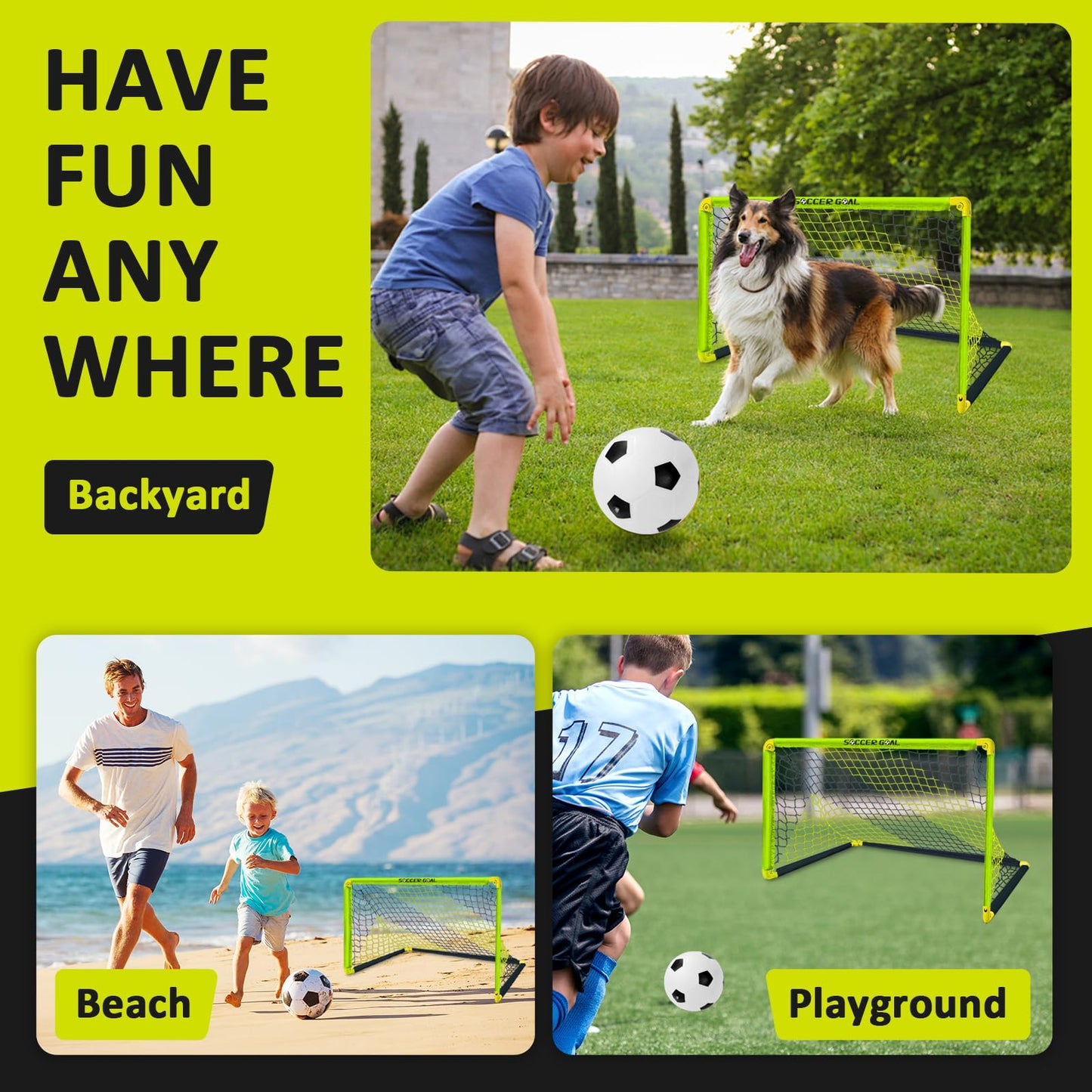 Eastgoing Portable Soccer Goal Set- Backyard Indoor Outdoor Mini Soccer Net with Net, Ball, and Pump.Youth Soccer Goal Sets