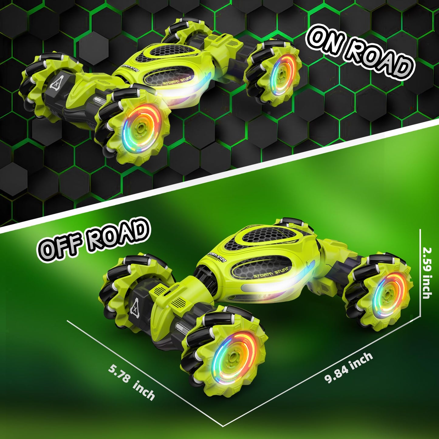 XUERENTECH RC Cars, Gesture Sensing Stunt Car Toys for Boys Girls 6-12 Year Old, 2.4Ghz 4WD Hand Remote Control Toy 360° Rotate Transform Off-Road Drift with Lights Music, Birthday Xmas Gifts for Kids