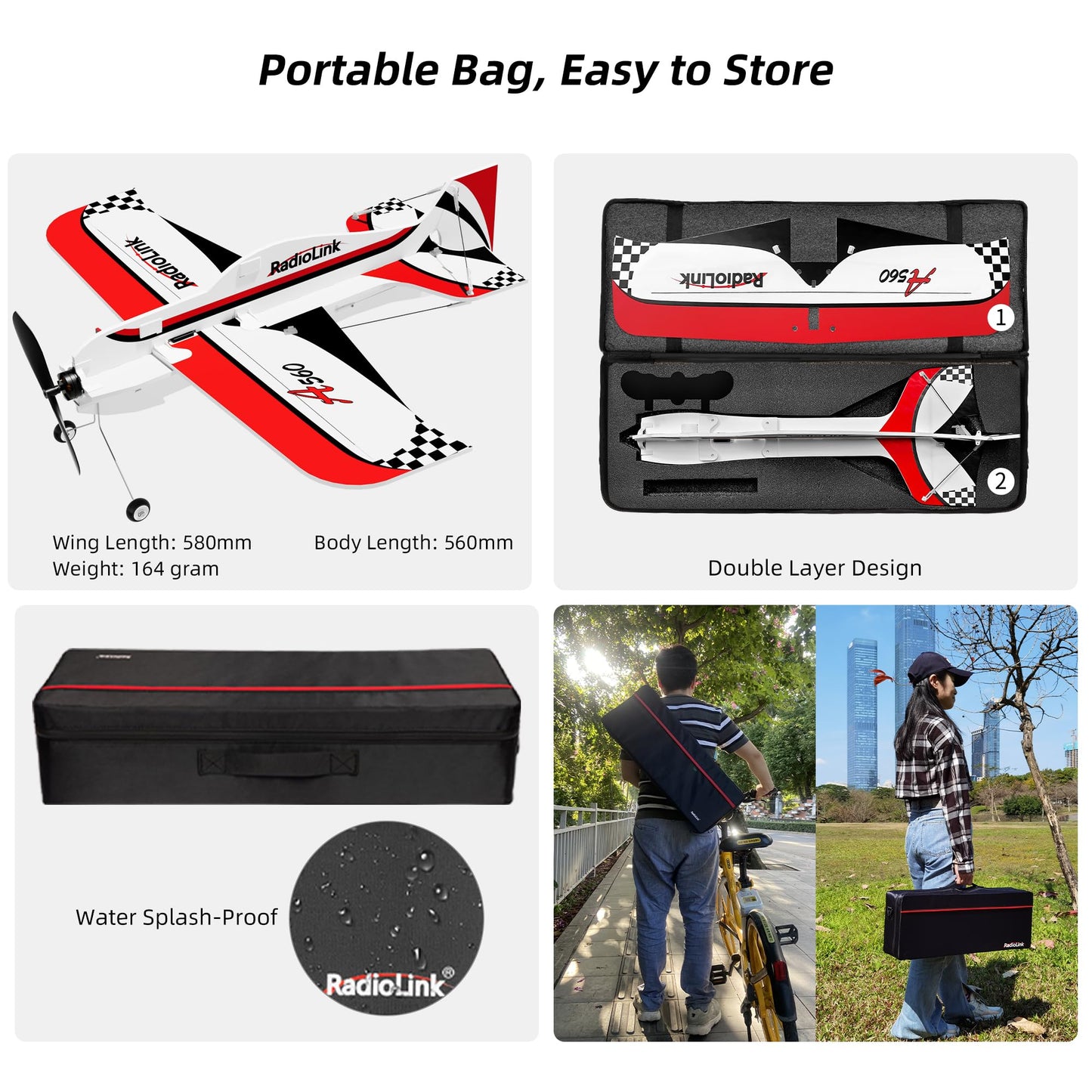 Radiolink A560 Plug & Play (PNP) 3D RC Airplane 580mm Wingspan with 6 Flight Modes, 4 Channels Gyro Byme-A Flight Controller, Brushless Motor&ESC for Beginner & Experienced (No Radio/Receiver/Charger)