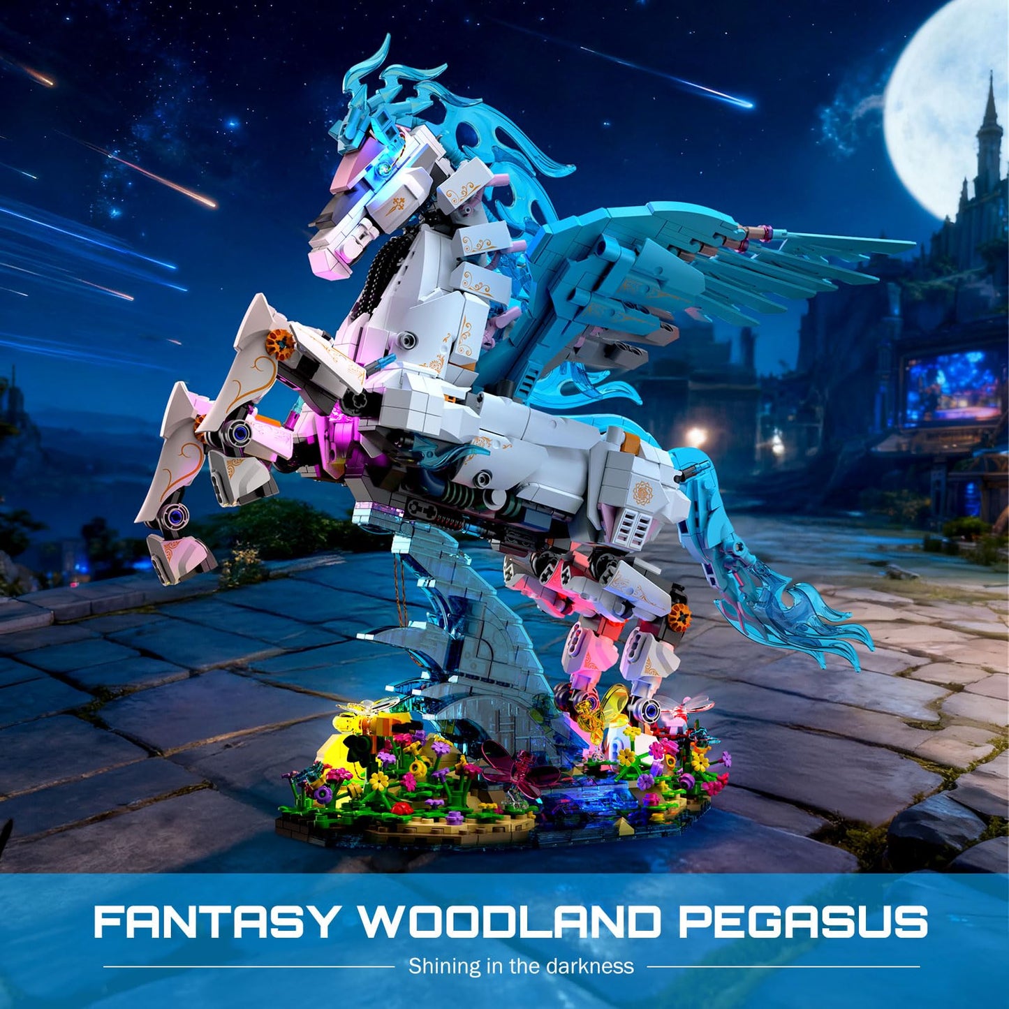 Brihappen Flying Horse Building Set with LED Light, Greek Mythology Pegasus Collection 3D DIY Model Kits, Toy Building Blocks Set for Adults, Creative Gifts for Birthday and Festival