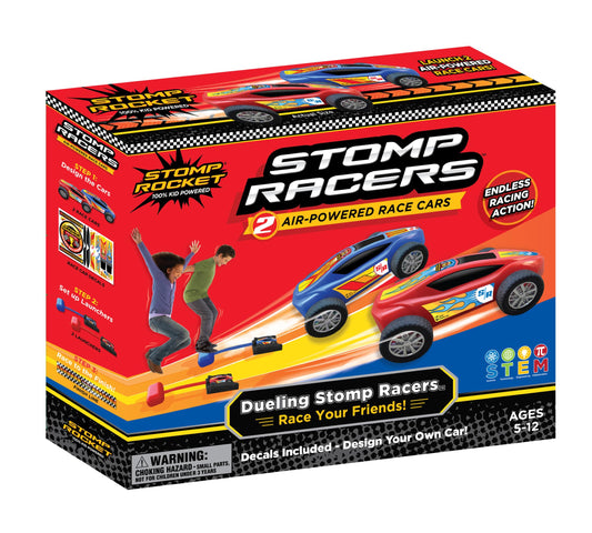 Stomp Racers Air Powered Race Cars by Stomp Rocket, 2 Car Racer Pack - Dueling Stomp Racers Toy Car Launcher - Fun Backyard Outdoor & Indoor Multi-Player Kids Toys Gifts for Boys, Girls & Toddlers