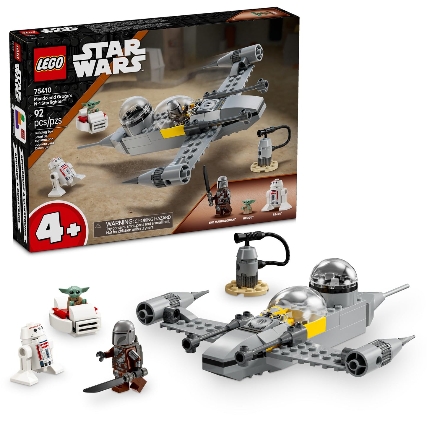 LEGO Star Wars: The Mandalorian Mando and Grogu's N-1 Starfighter Toddler Building Set - Star Wars Baby Yoda Toy for Kids, Boys & Girls, Ages 4+ - Educational Preschool Toy Gift for Birthdays - 75410