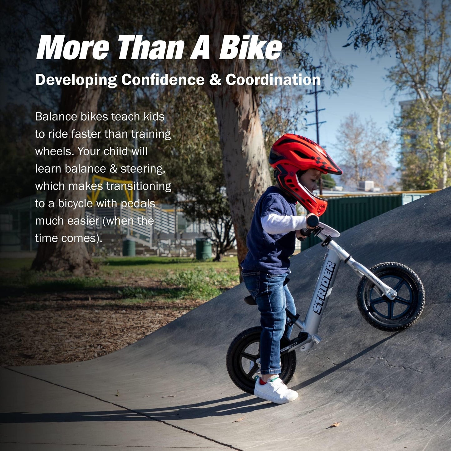 Strider 12” Pro Bike, Silver - No Pedal Balance Bicycle for Kids 1 to 4 Years - Includes Safety Pad, Padded Seat, Mini Grips & Flat-Free Tires - Tool Free