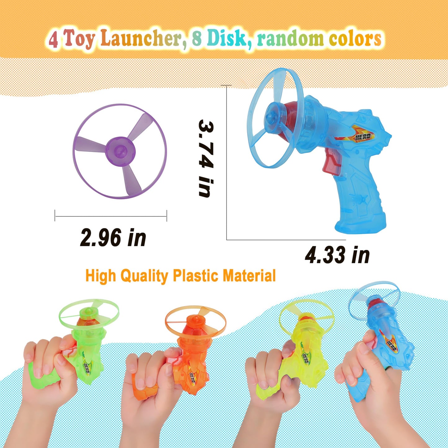 4 Pack Launching Toy Flying Disc Shooters for Kids Cyclone Gyro Launcher Flying Saucer Ejection Flying Disk Spinning Top Toy Indoor & Outside Play for Kids Ages 5+,Cat Propellers