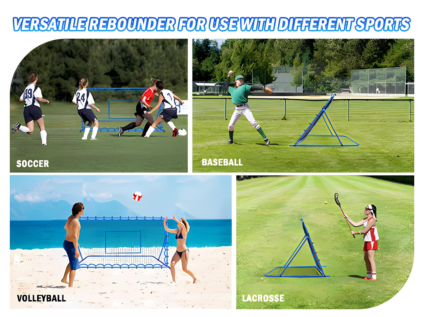 7x4FT Soccer Baseball Rebounder Net, Quick-Switch Angle Softball Pitch Back Net Volleyball Soccer Training for Control, Passing Practice, Bounce Back Rebounder Gifts & Equipment for Kids,Teens & Adult